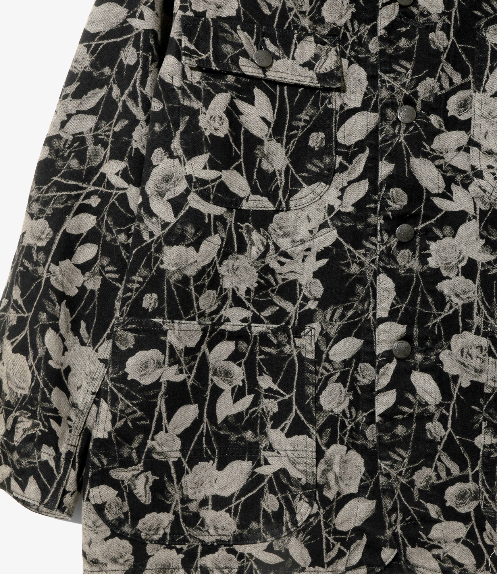 Coverall - Black - 10oz Denim / Rose Printed