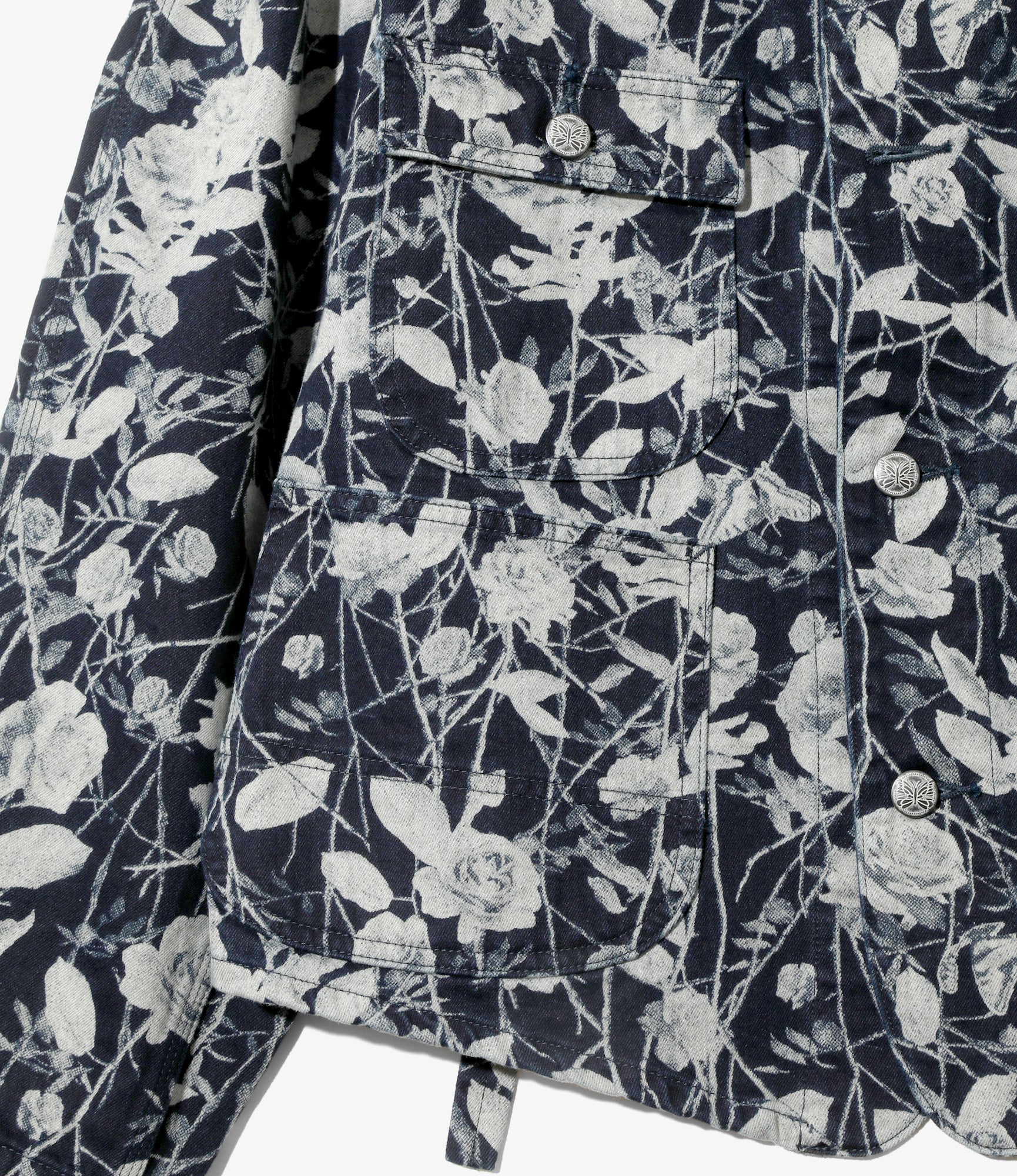 Engineer Jacket - Indigo - 10oz Denim / Rose Printed