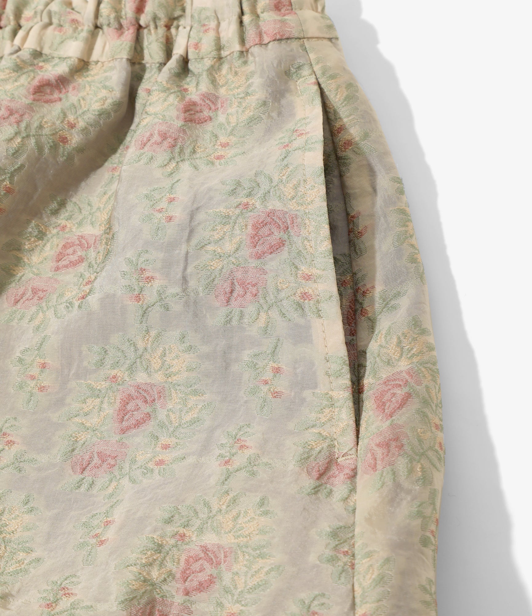 Women's Balloon Skirt - Beige - Floral Cut Jacquard