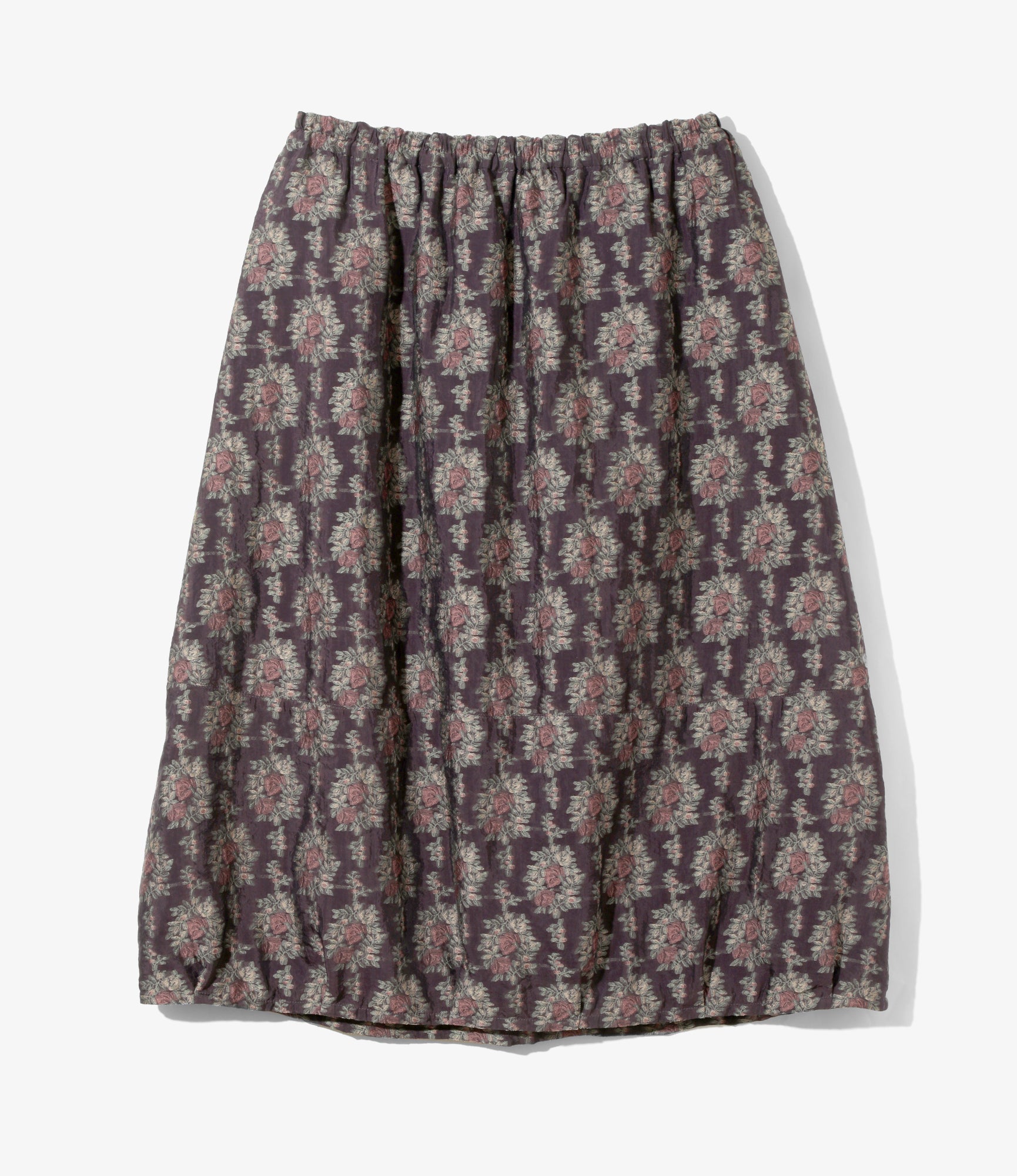 Women's Balloon Skirt - Purple - Floral Cut Jacquard