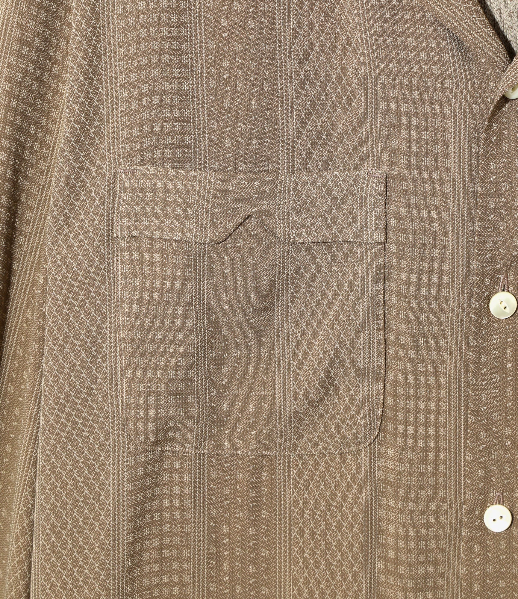 Open Collar Shirt - Brown - Faulourd Stripe Jacquard