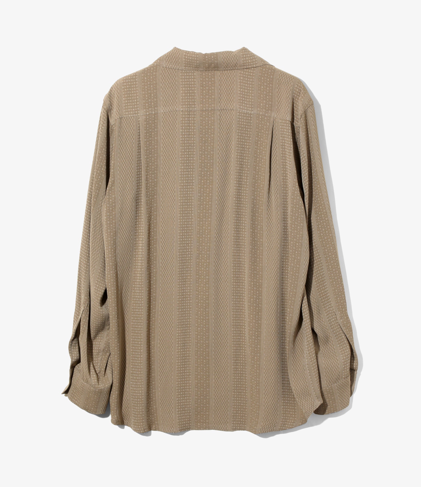 Open Collar Shirt - Brown - Faulourd Stripe Jacquard