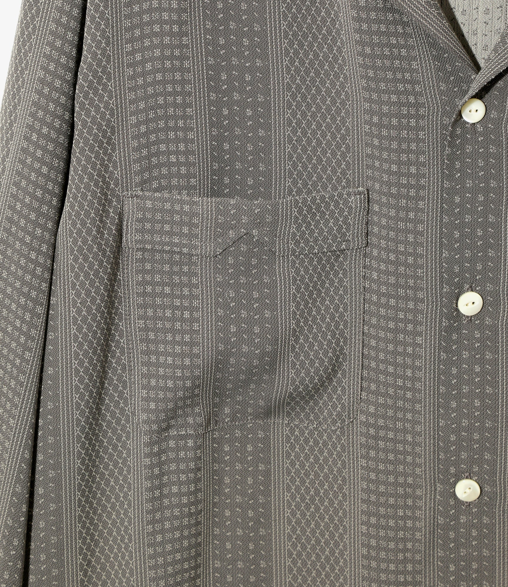 Open Collar Shirt - Grey - Faulourd Stripe Jacquard