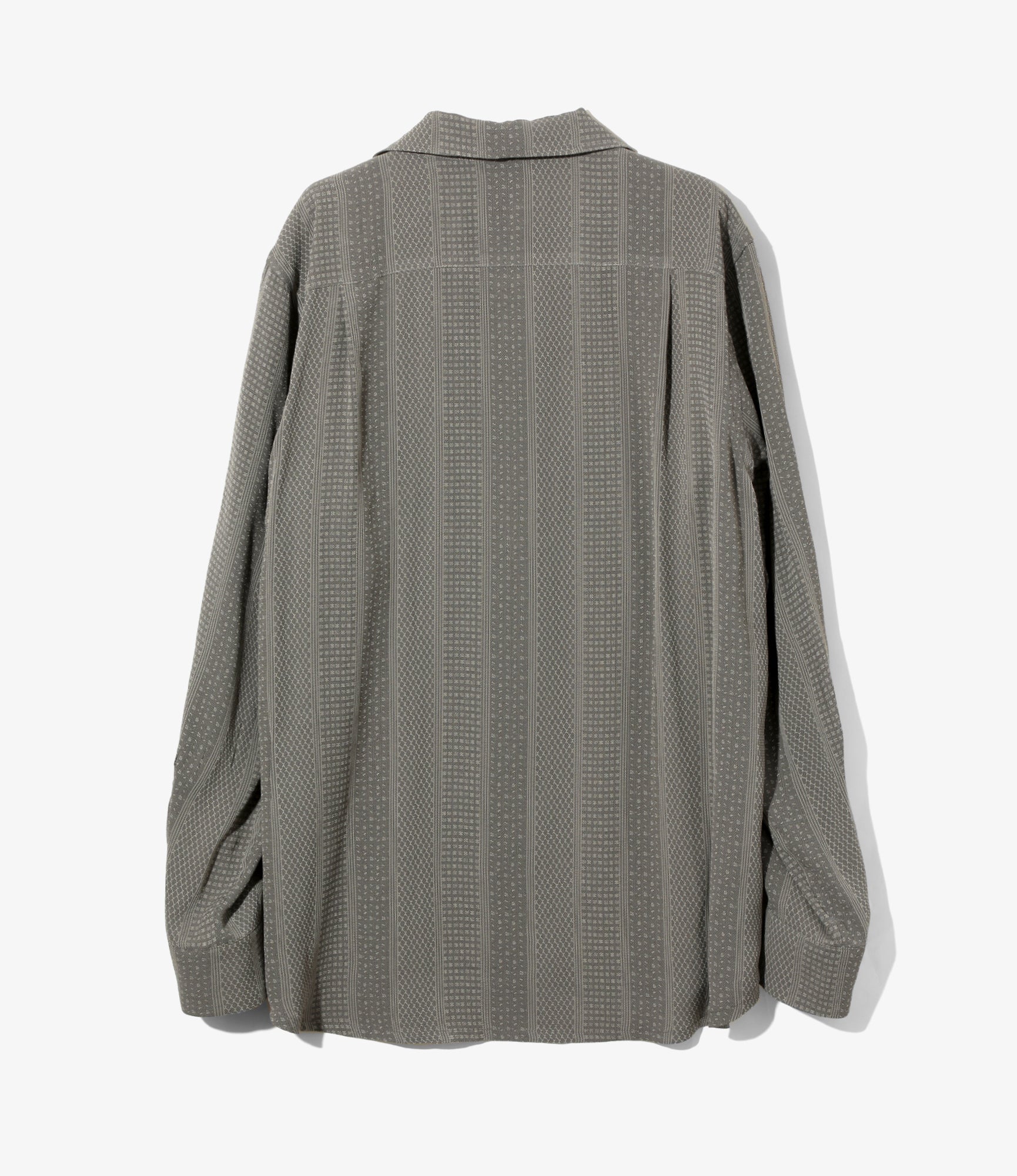 Open Collar Shirt - Grey - Faulourd Stripe Jacquard