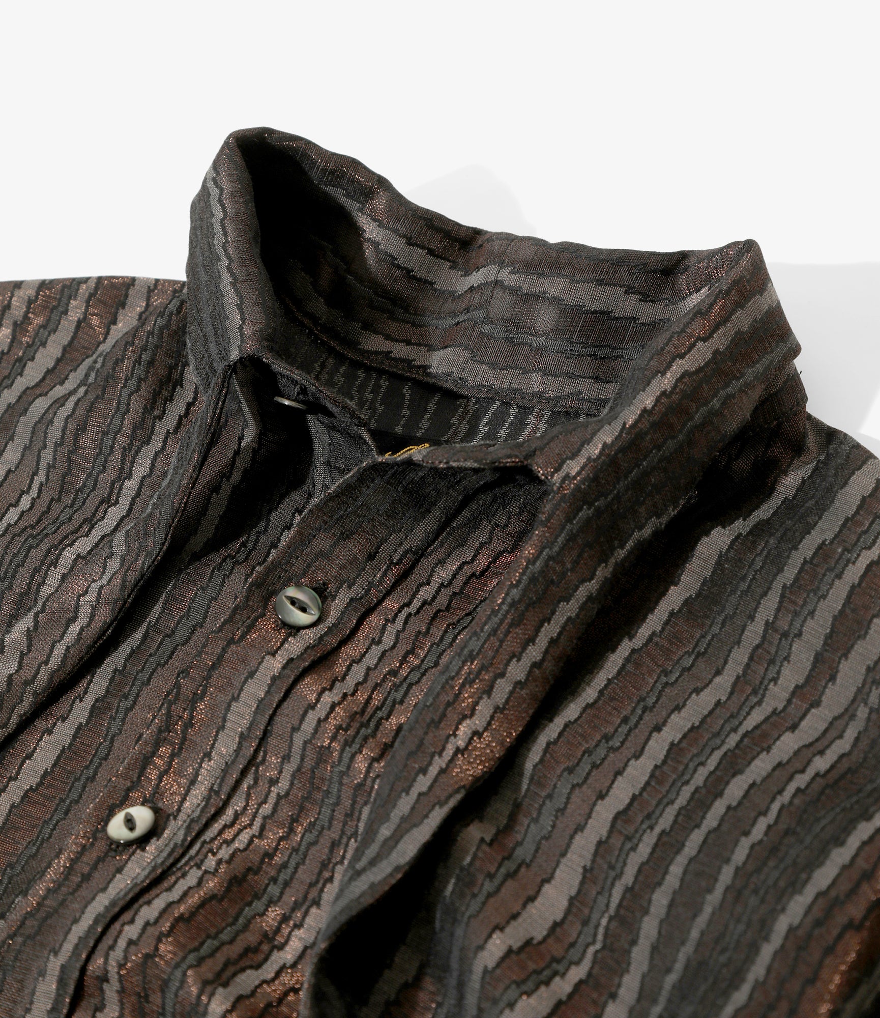 Women's Ascot Collar Dress - Grey - Zig Zag Stripe Jacquard