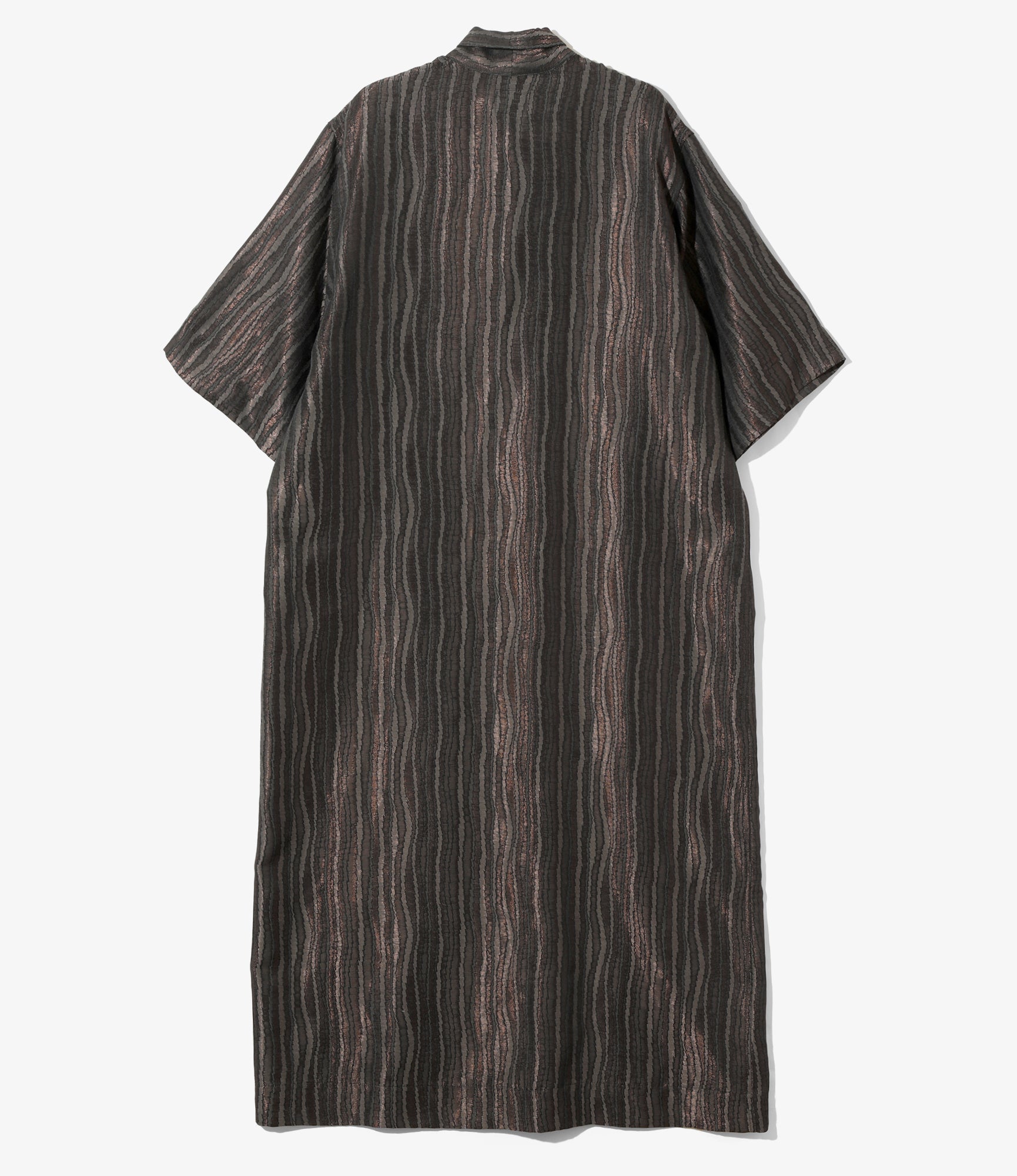 Women's Ascot Collar Dress - Grey - Zig Zag Stripe Jacquard