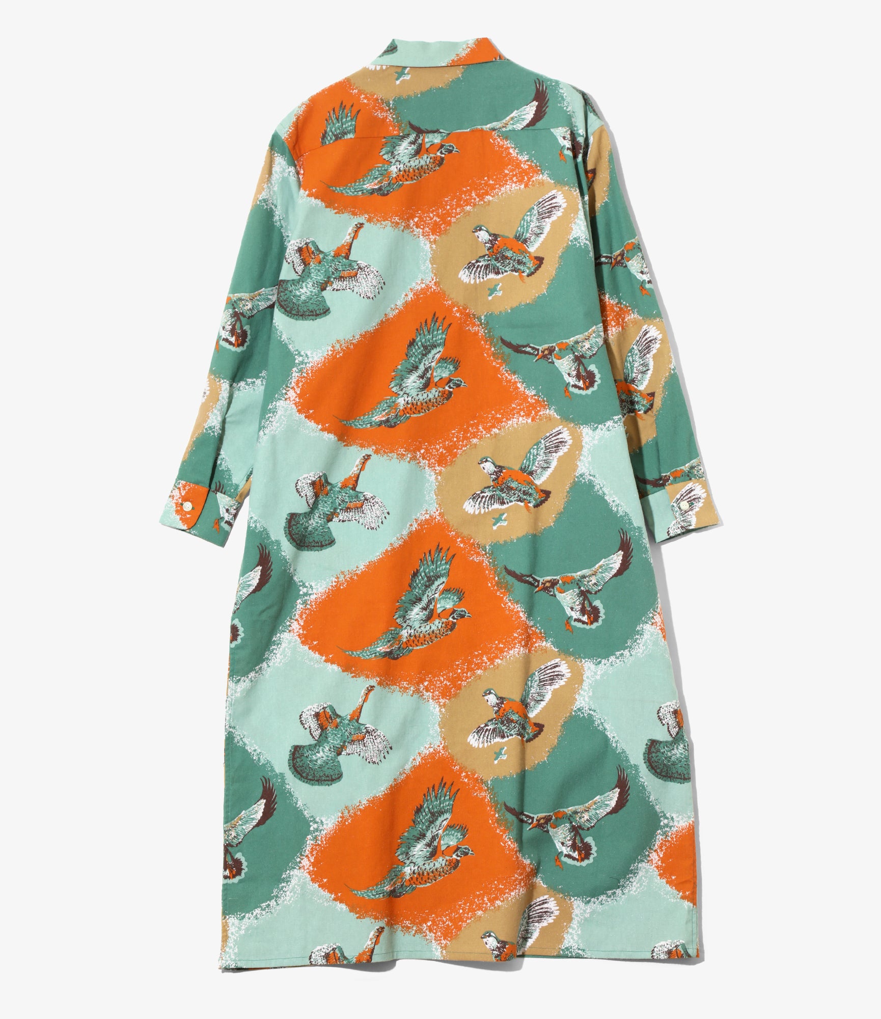 Women's Classic Shirt Dress - Orange - Printed Flannel / Bird