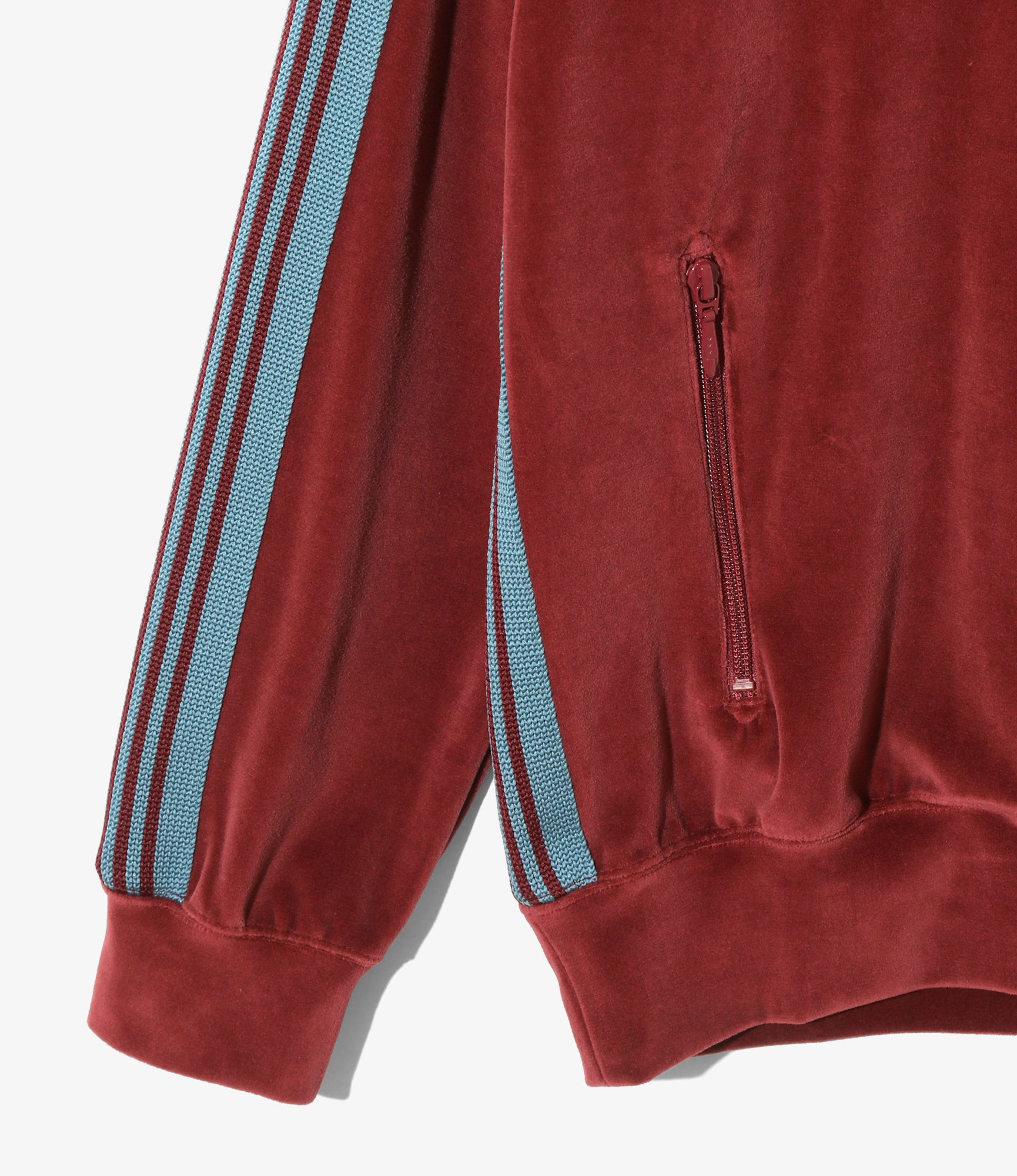 Rib Collar Track Jacket - Burgundy - C/PE Velour