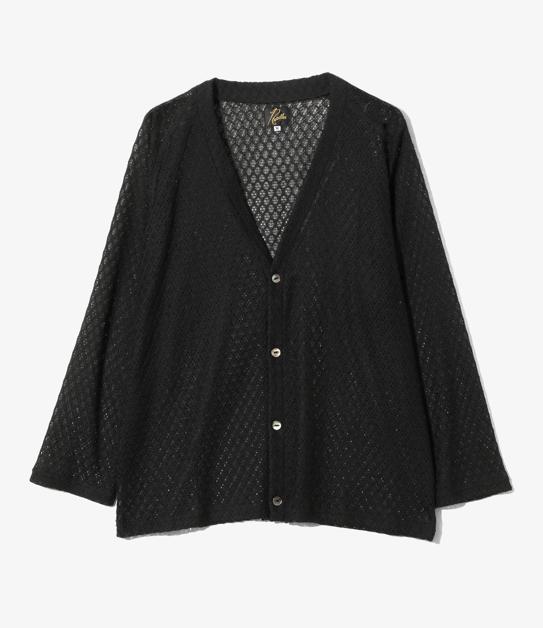 V-Neck Cardigan - Black - PE/W Raschel Lace