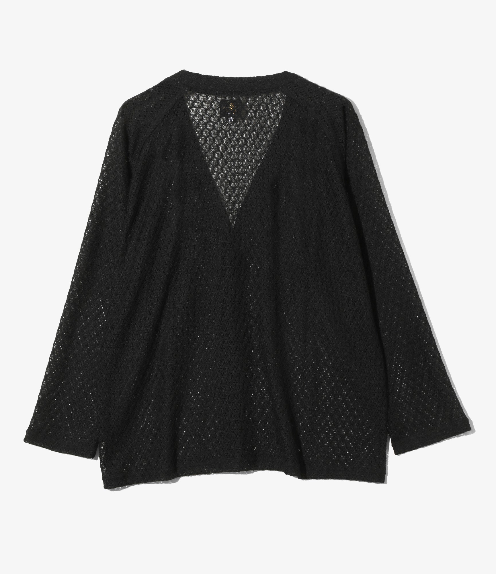 V-Neck Cardigan - Black - PE/W Raschel Lace