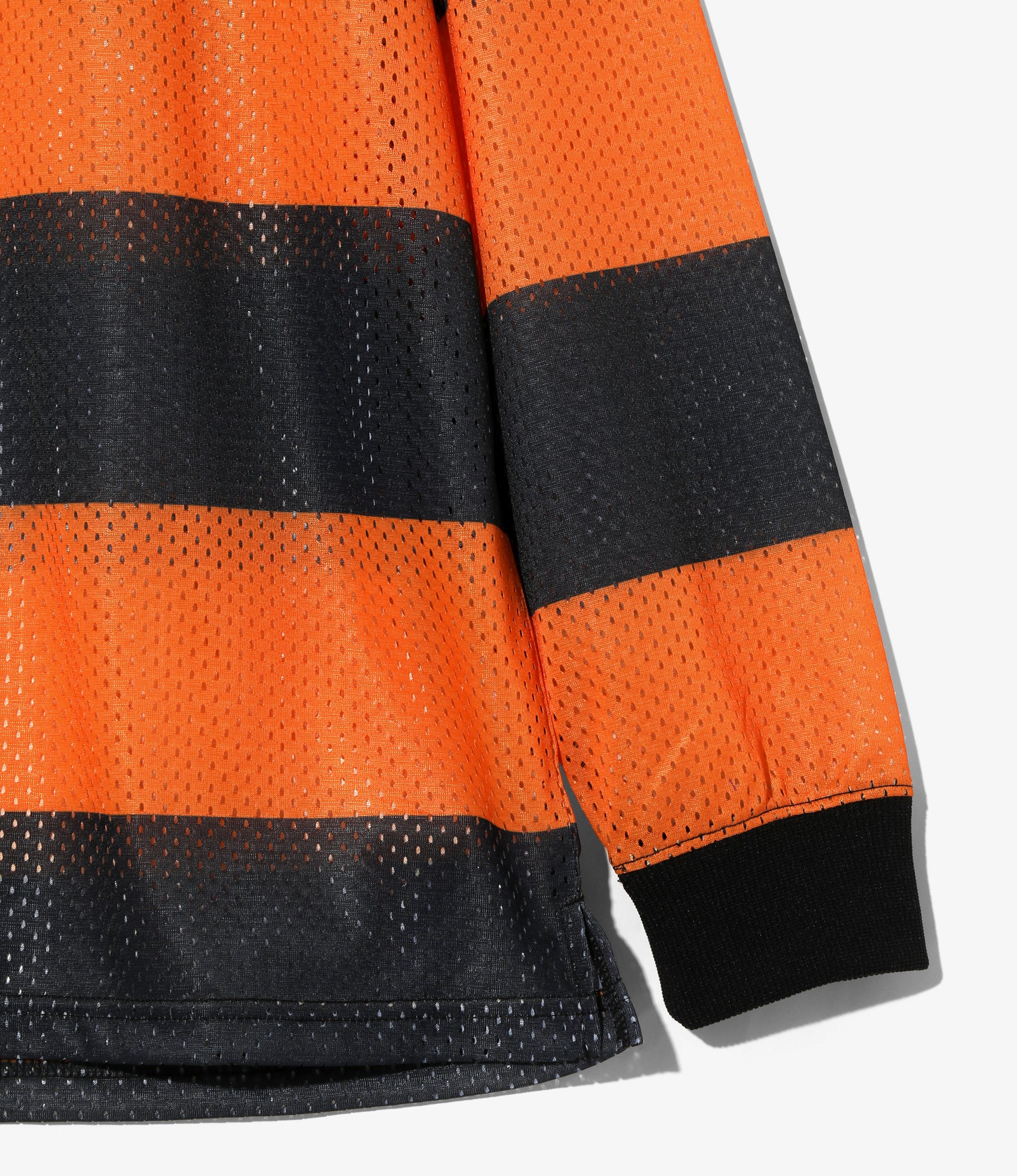 L/S Mock Neck Tee - Orange/Black - Stripe Mesh