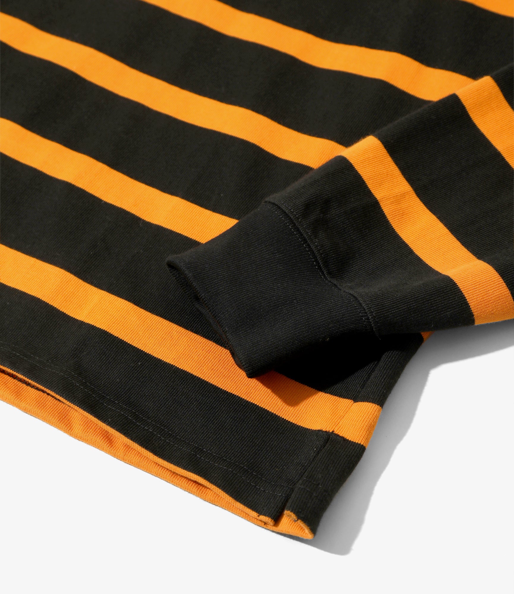 L/S Mock Neck Tee - Orange/Black - Stripe Cotton Jersey