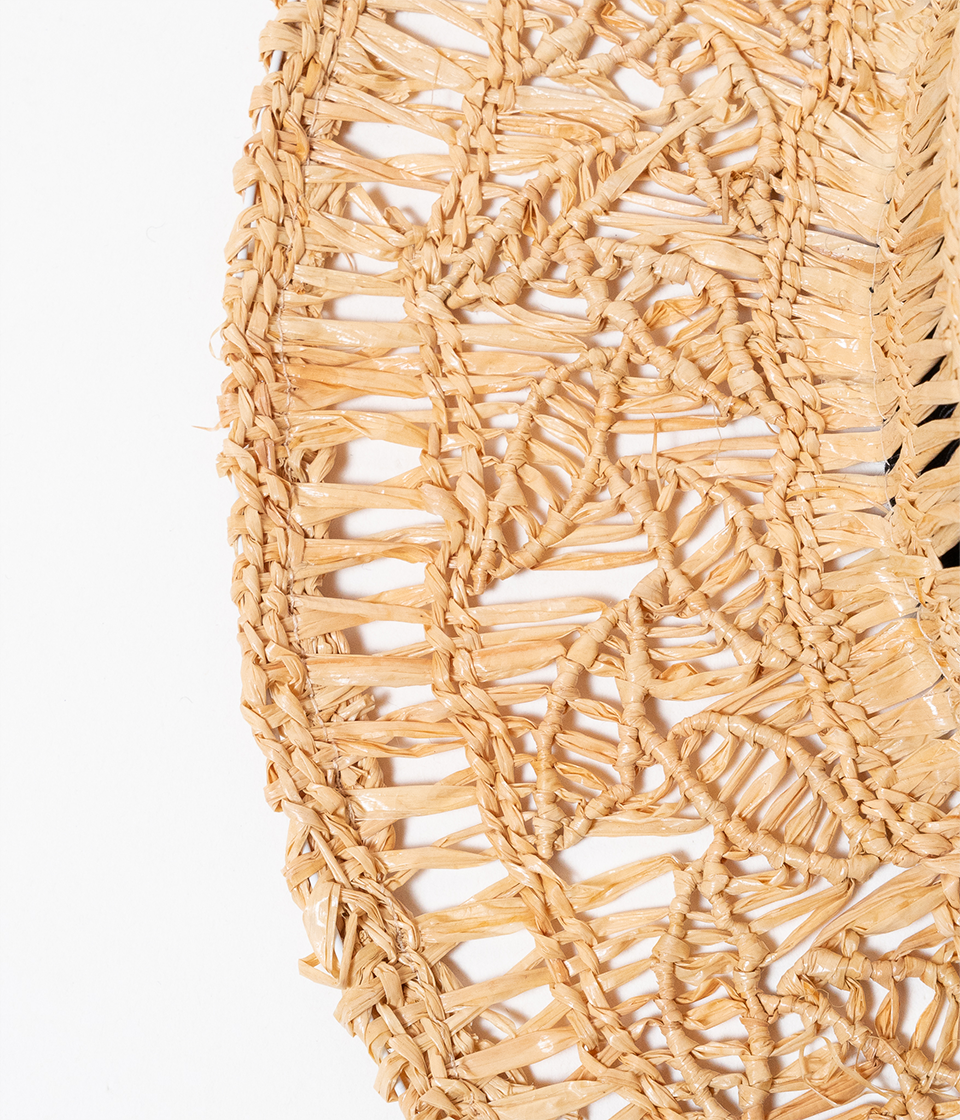THE PORK PIE - Raffia Leaf Pattern - Natural