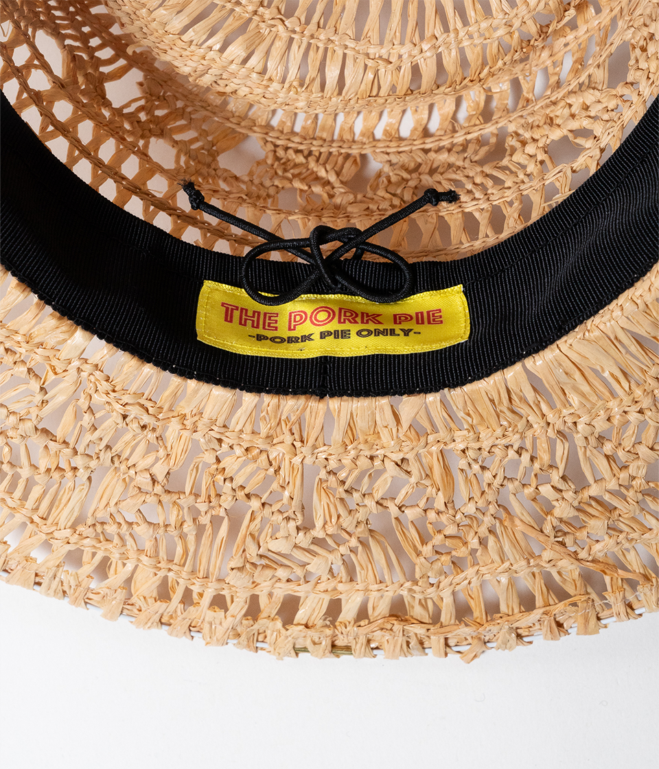 THE PORK PIE - Raffia Leaf Pattern - Natural