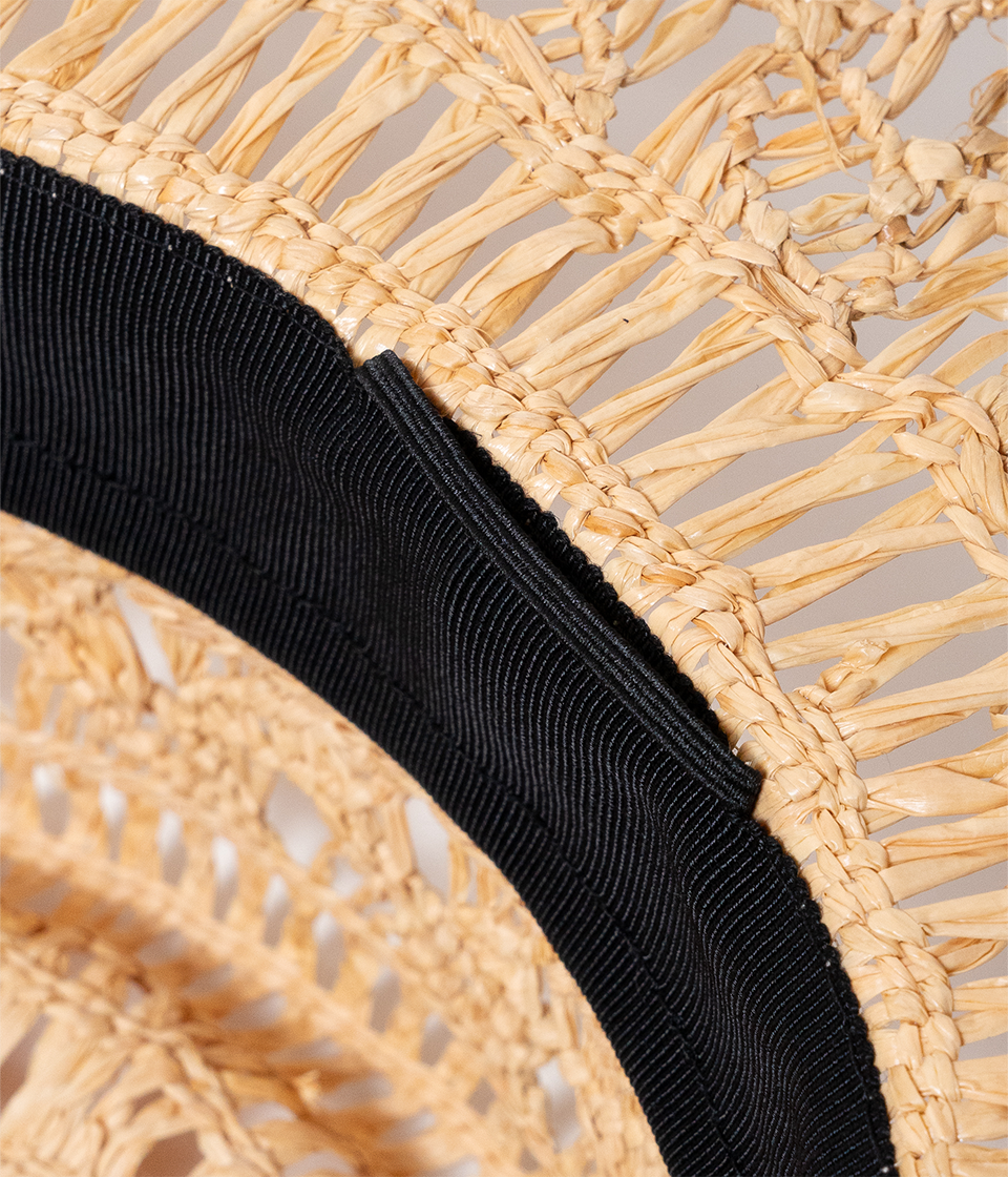 THE PORK PIE - Raffia Leaf Pattern - Natural