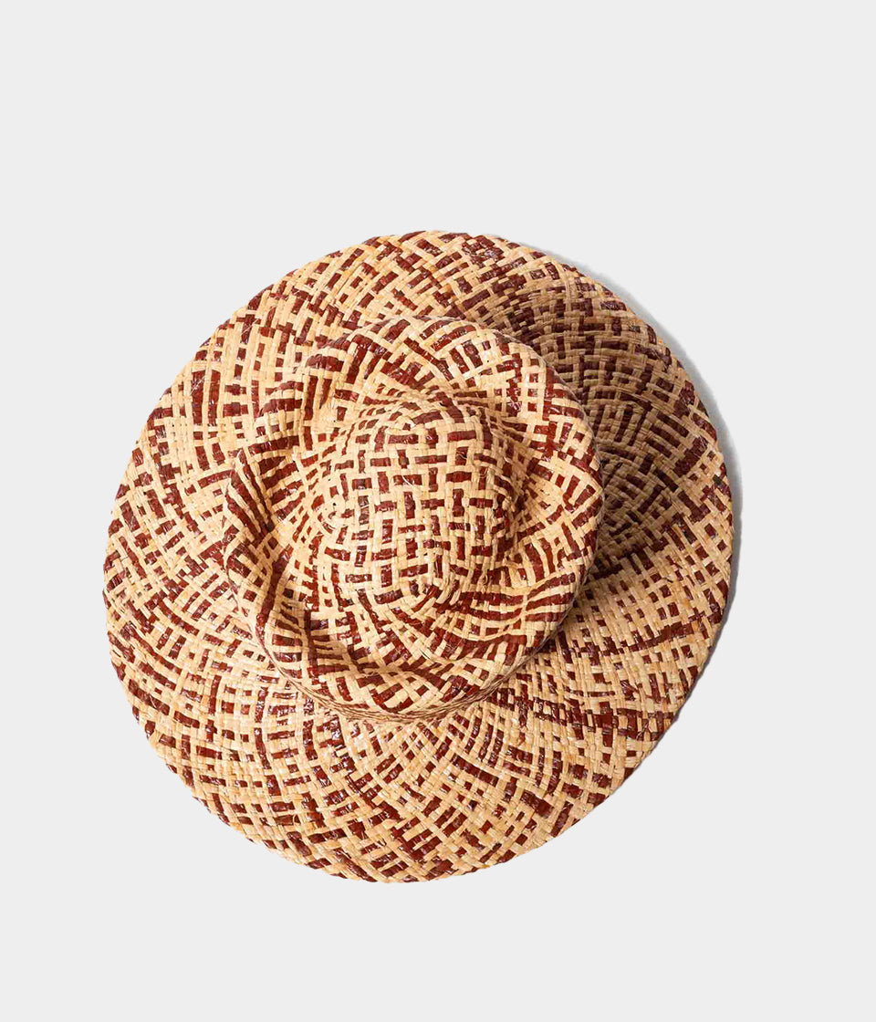 THE PORK PIE - Raffia Mix - Natural ×Brown