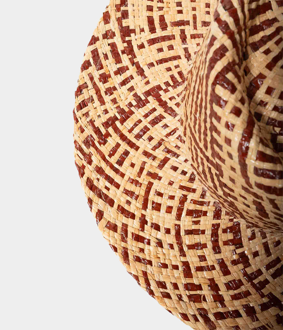 THE PORK PIE - Raffia Mix - Natural ×Brown
