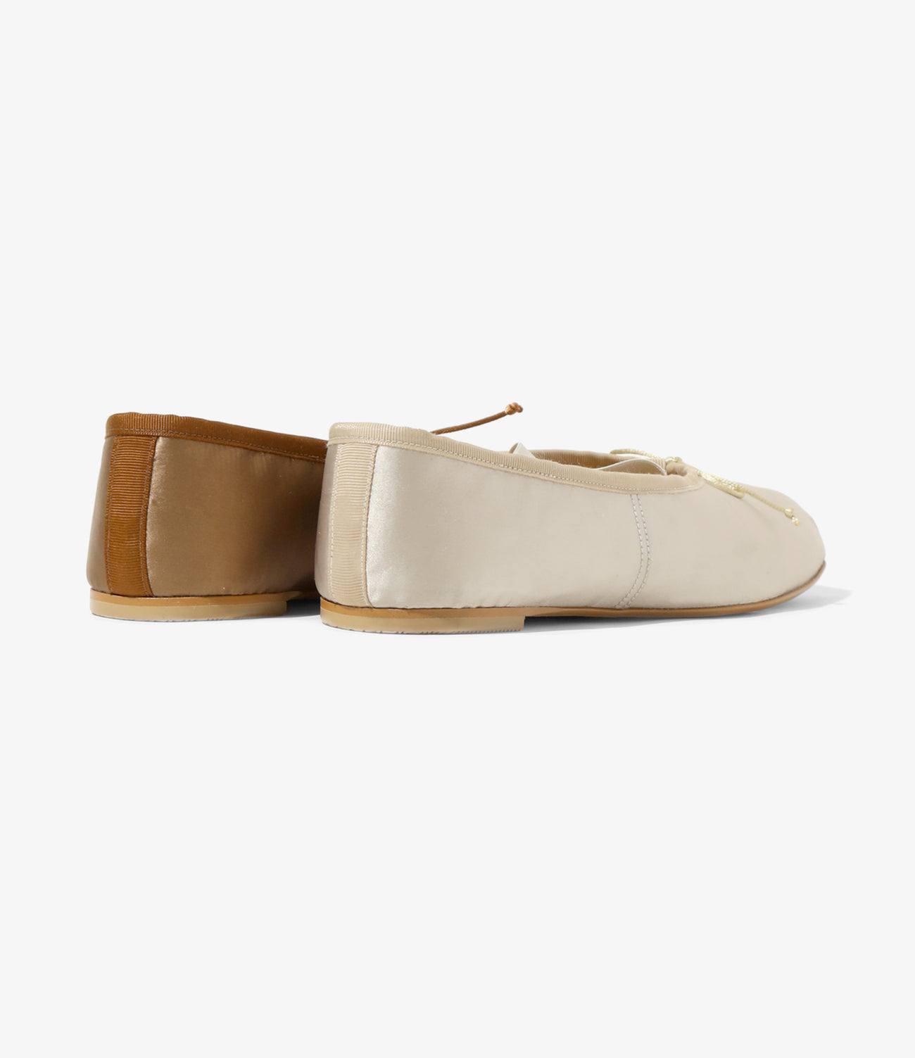 Color Combination Ballet Shoes - Tan - Sateen