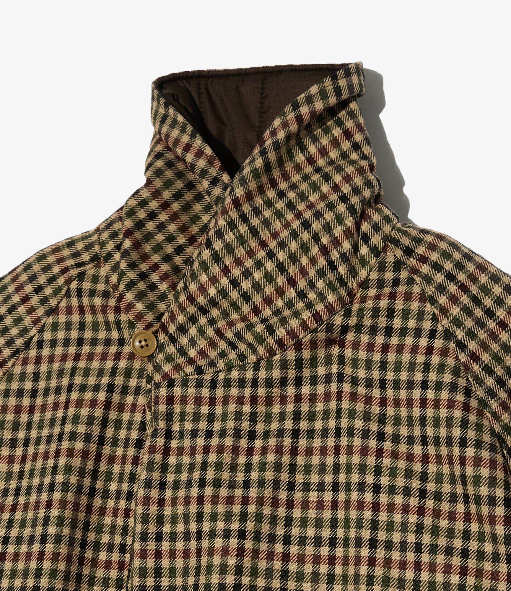 Shawl Collar Reversible Coat - Brown/Olive Heavy Gunclub Check