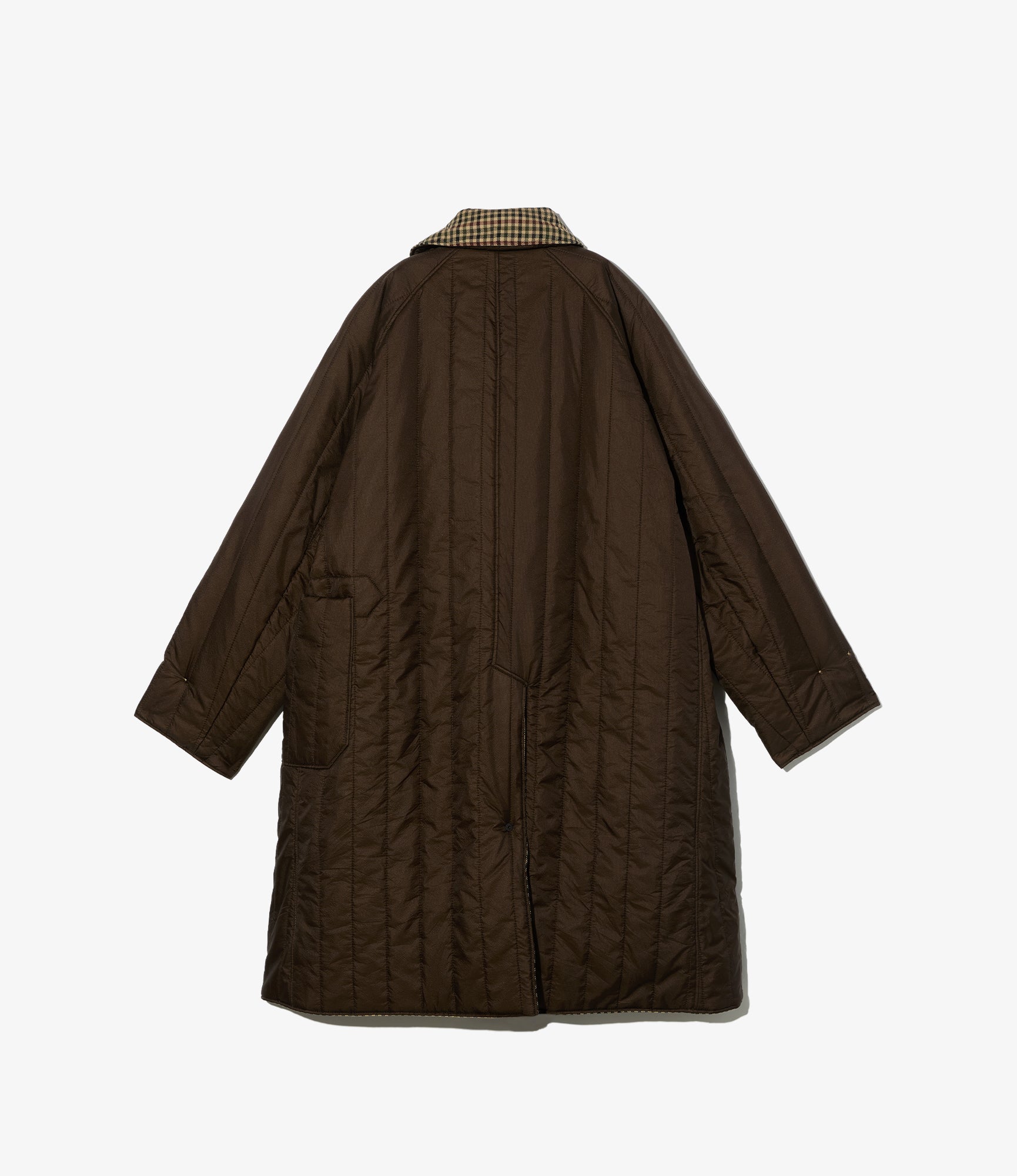 Shawl Collar Reversible Coat - Brown/Olive Heavy Gunclub Check