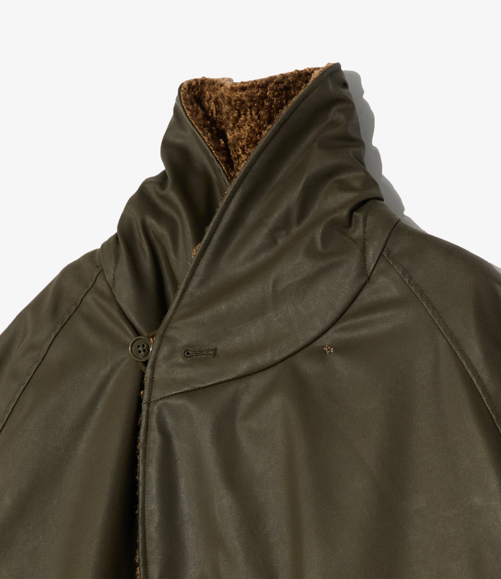 Shawl Collar Reversible Coat - Brown Polyester Coated Cloth