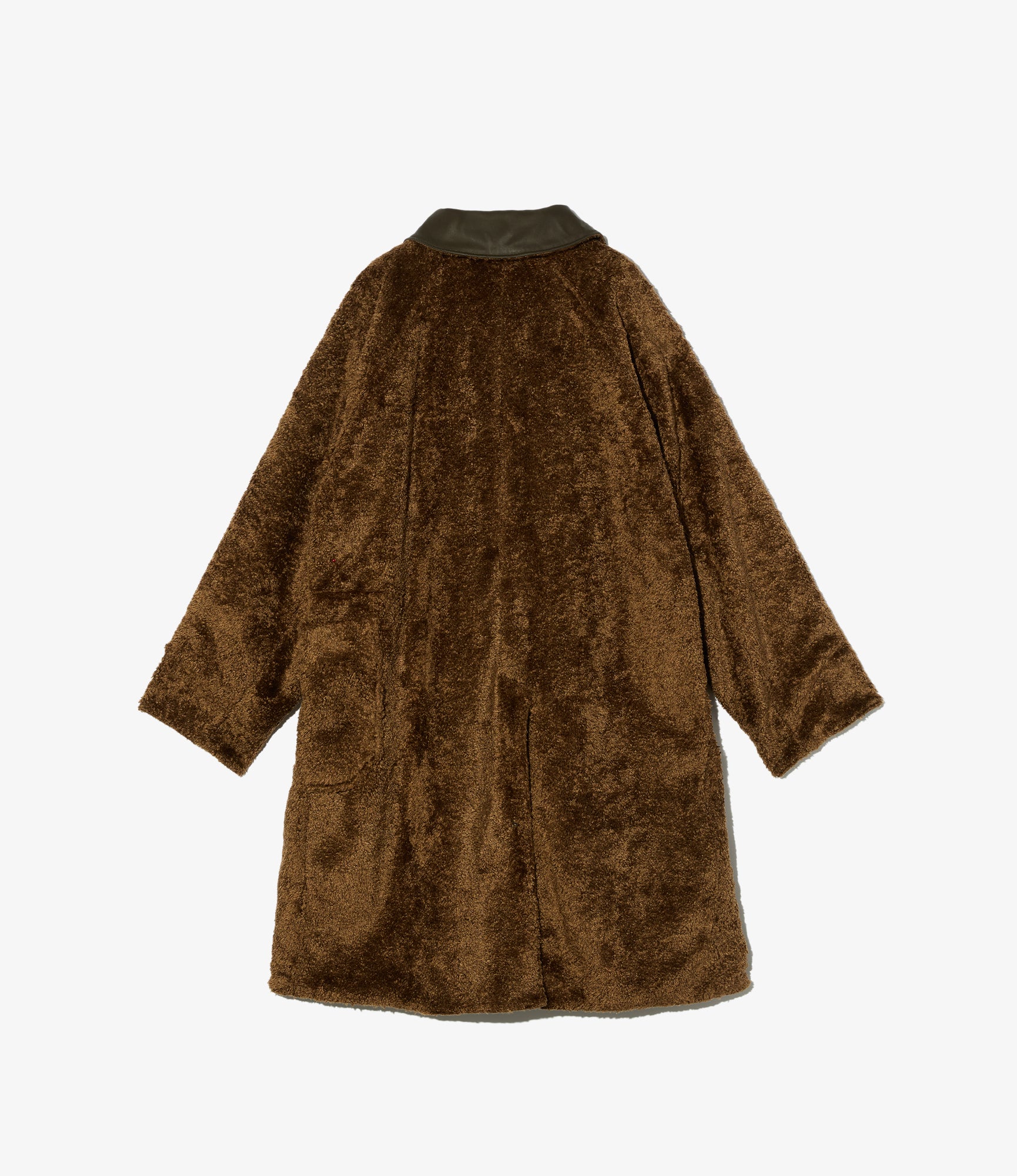 Shawl Collar Reversible Coat - Brown Polyester Coated Cloth