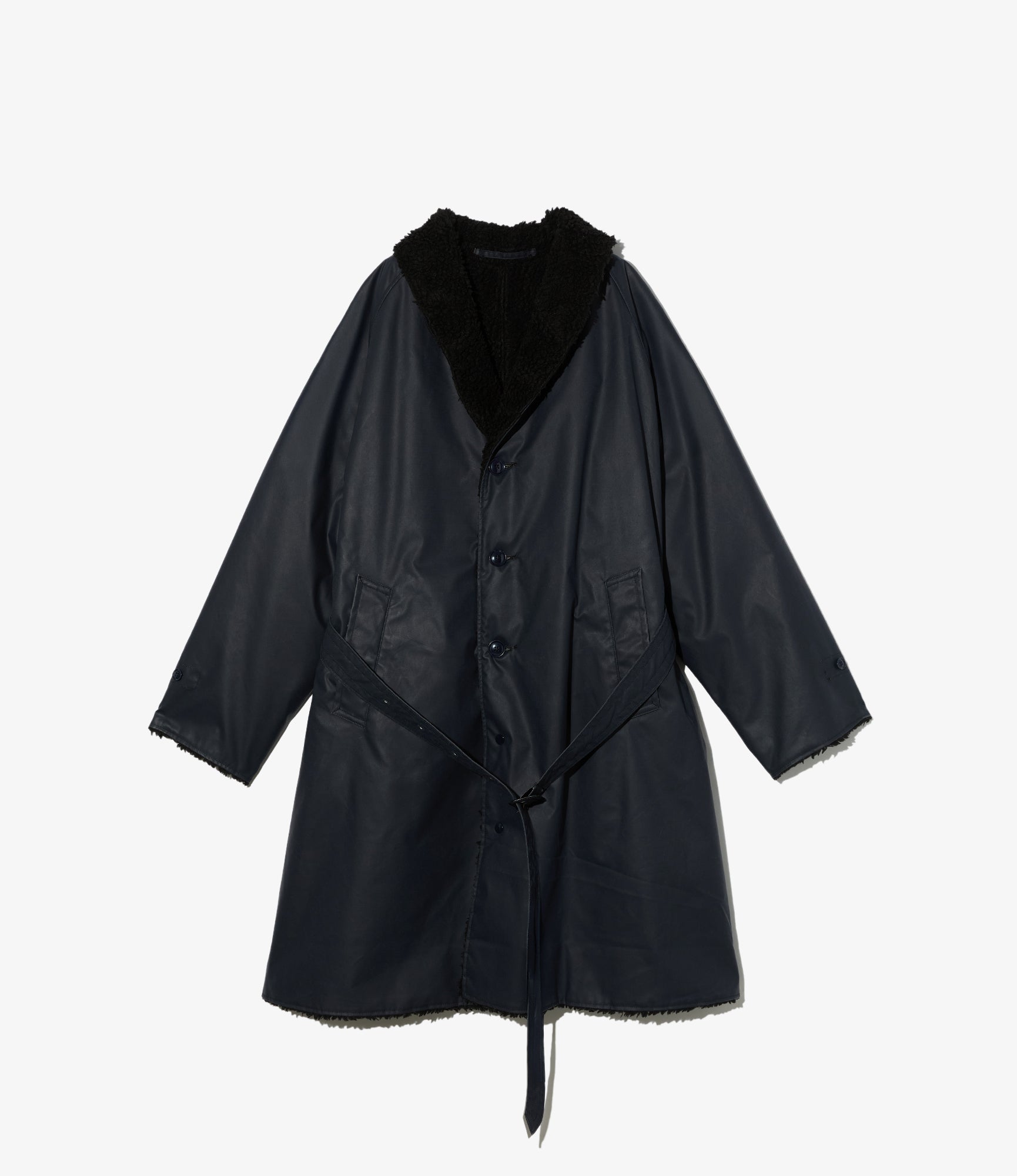 Shawl Collar Reversible Coat - Dk. Navy Polyester Coated Cloth