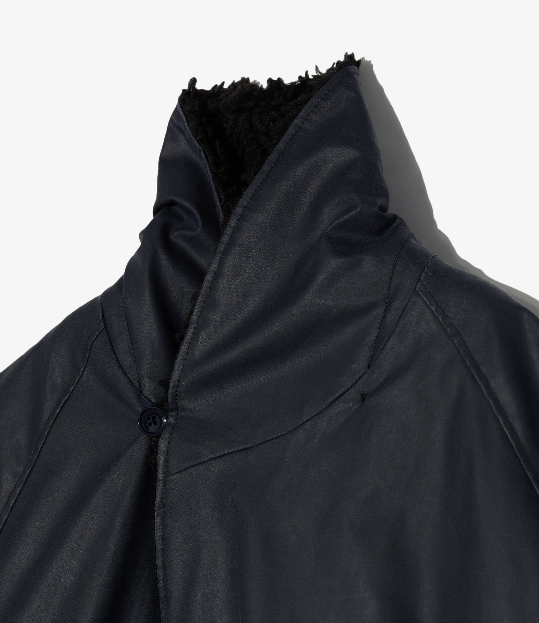 Shawl Collar Reversible Coat - Dk. Navy Polyester Coated Cloth