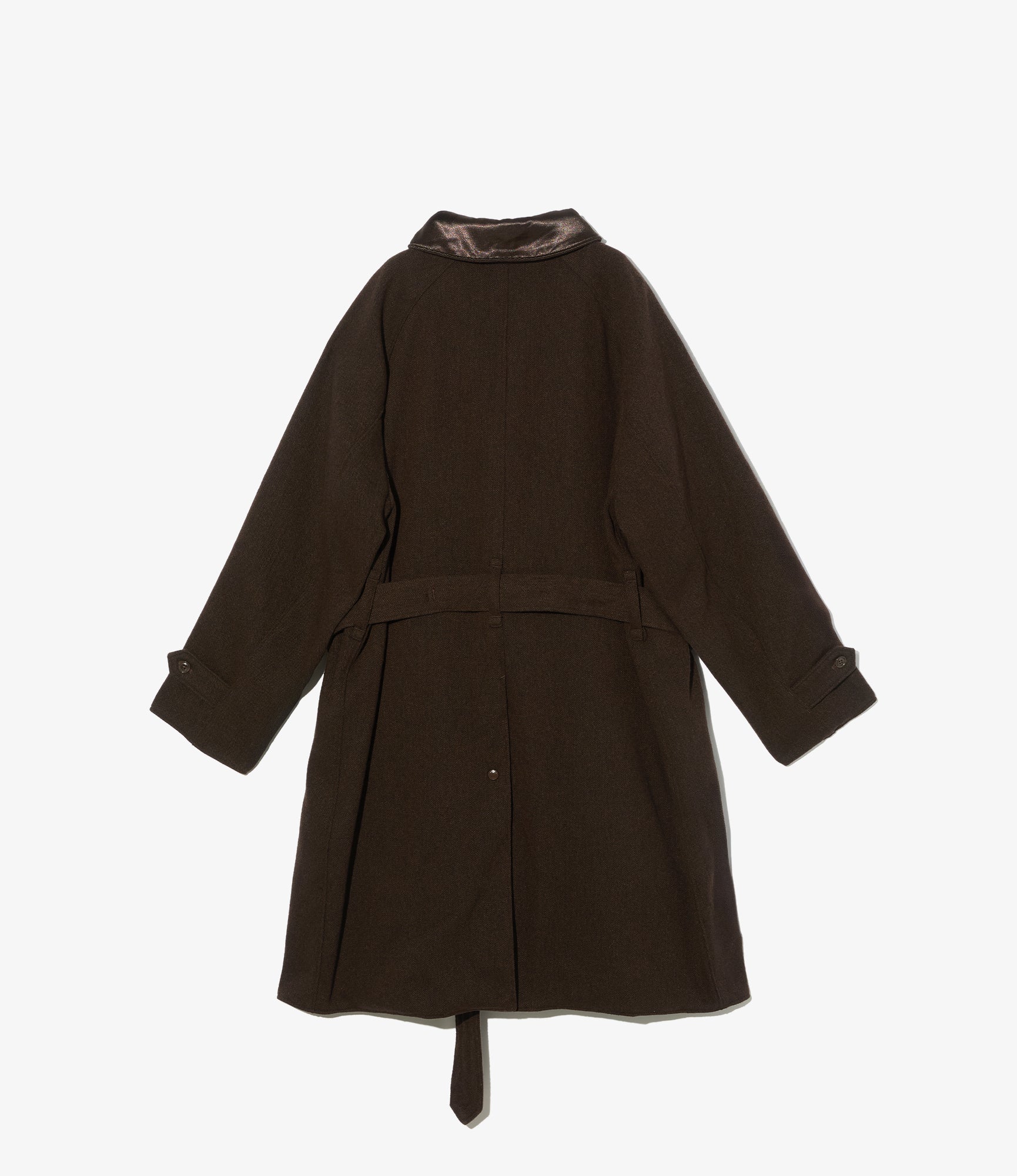 Shawl Collar Reversible Coat - Dk. Brown Wool Poly Heavy Tweed