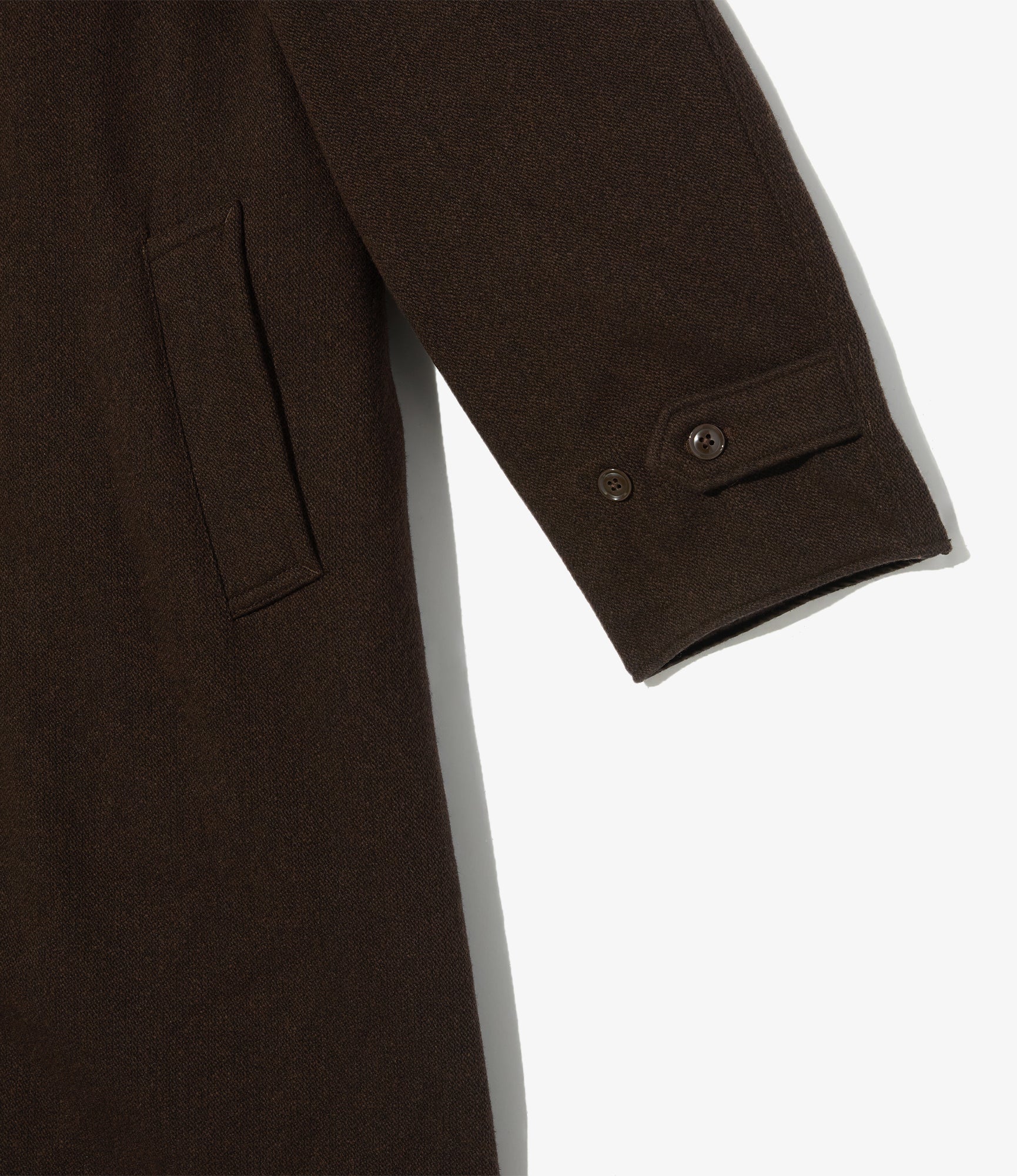Shawl Collar Reversible Coat - Dk. Brown Wool Poly Heavy Tweed