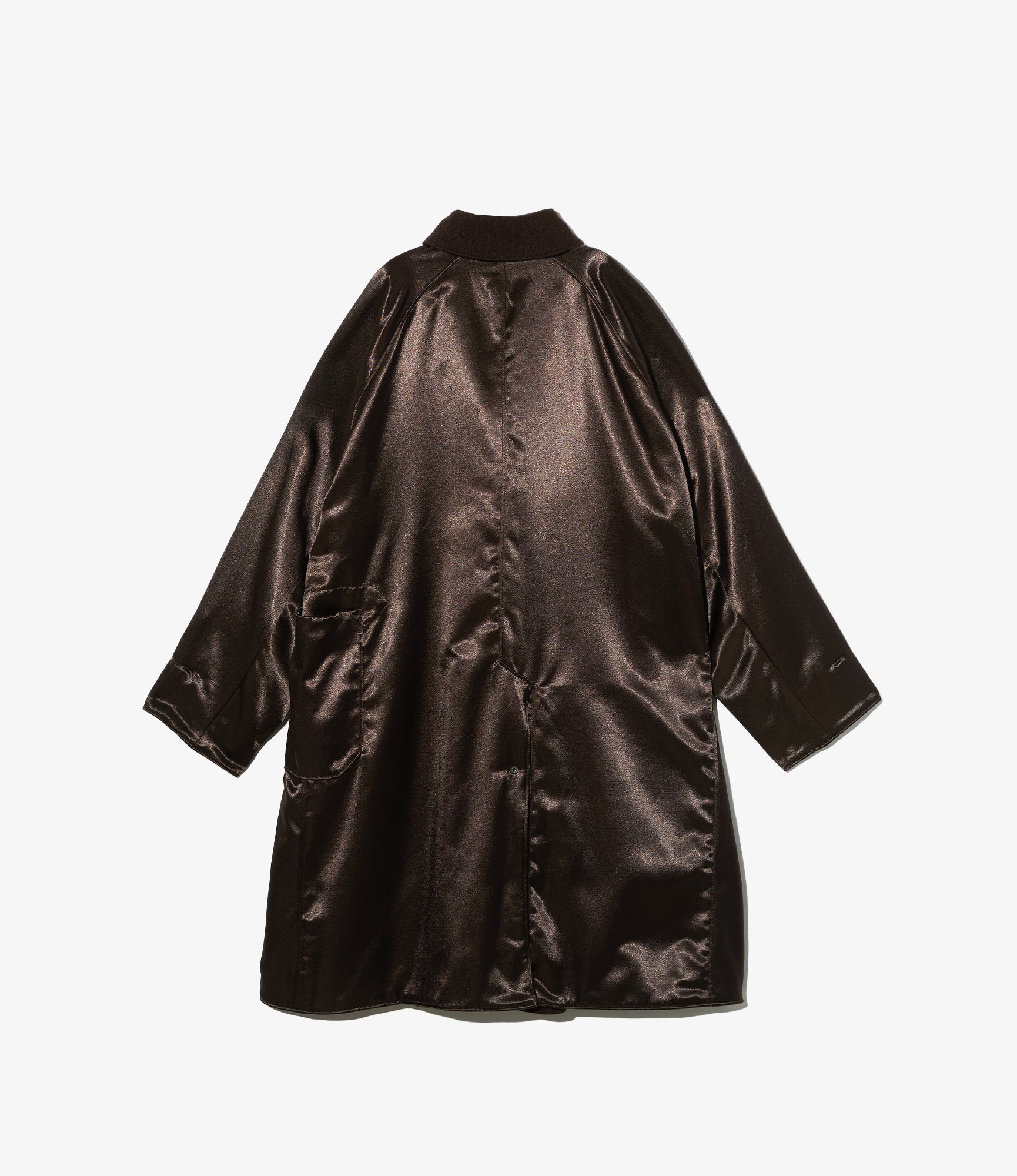 Shawl Collar Reversible Coat - Dk. Brown Wool Poly Heavy Tweed