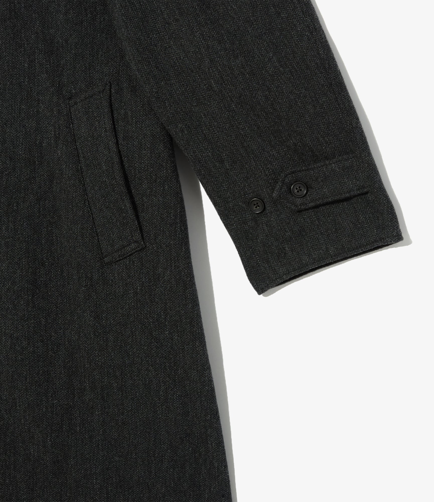 Shawl Collar Reversible Coat - Charcoal Wool Poly Heavy Tweed