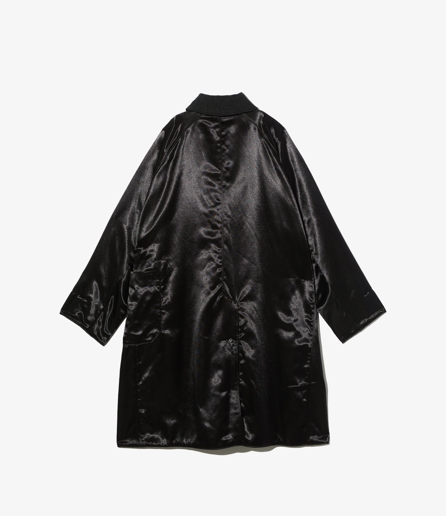Shawl Collar Reversible Coat - Charcoal Wool Poly Heavy Tweed
