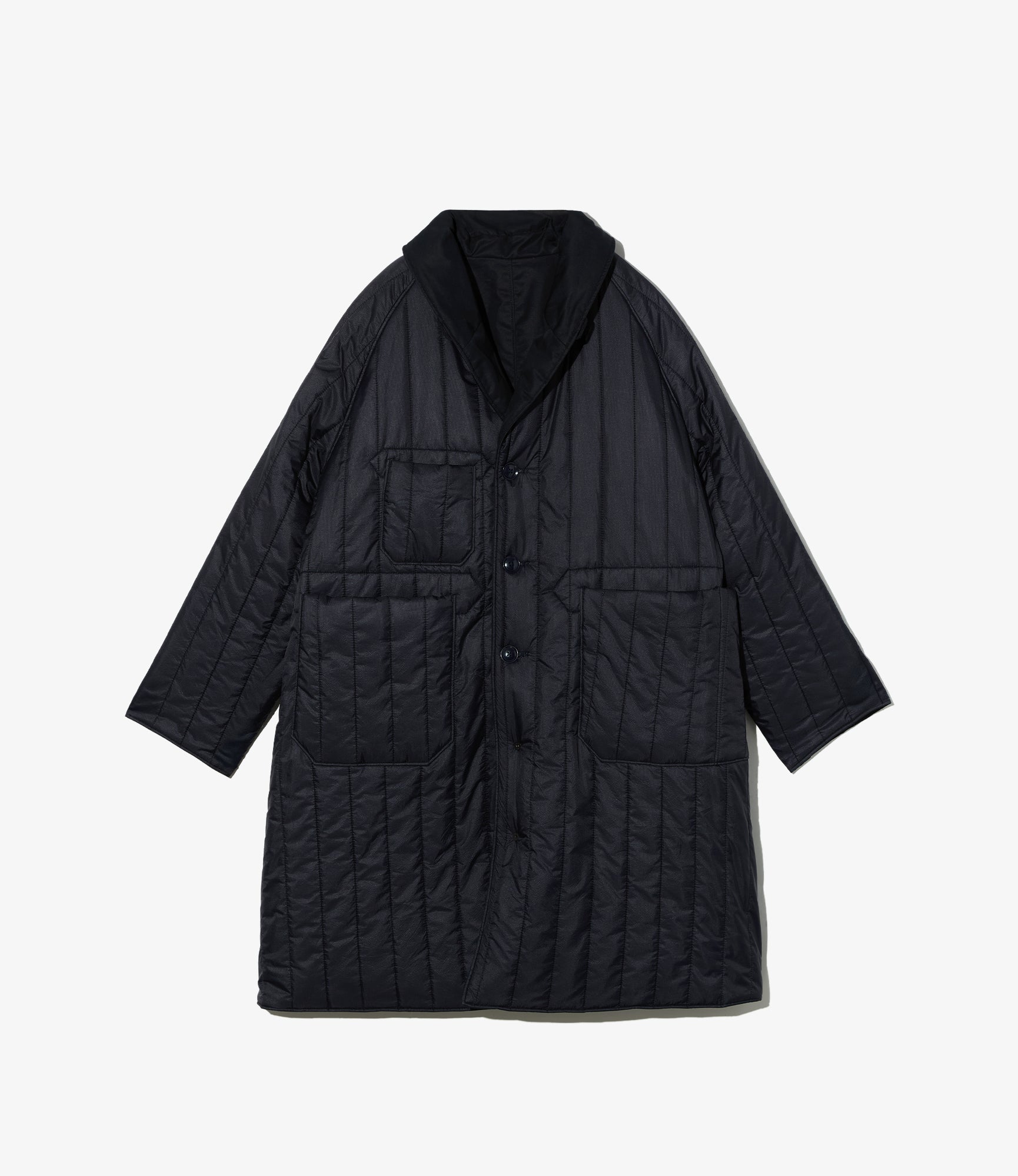 Shawl Collar Reversible Coat - Dk. Navy CP Iridescent Twill
