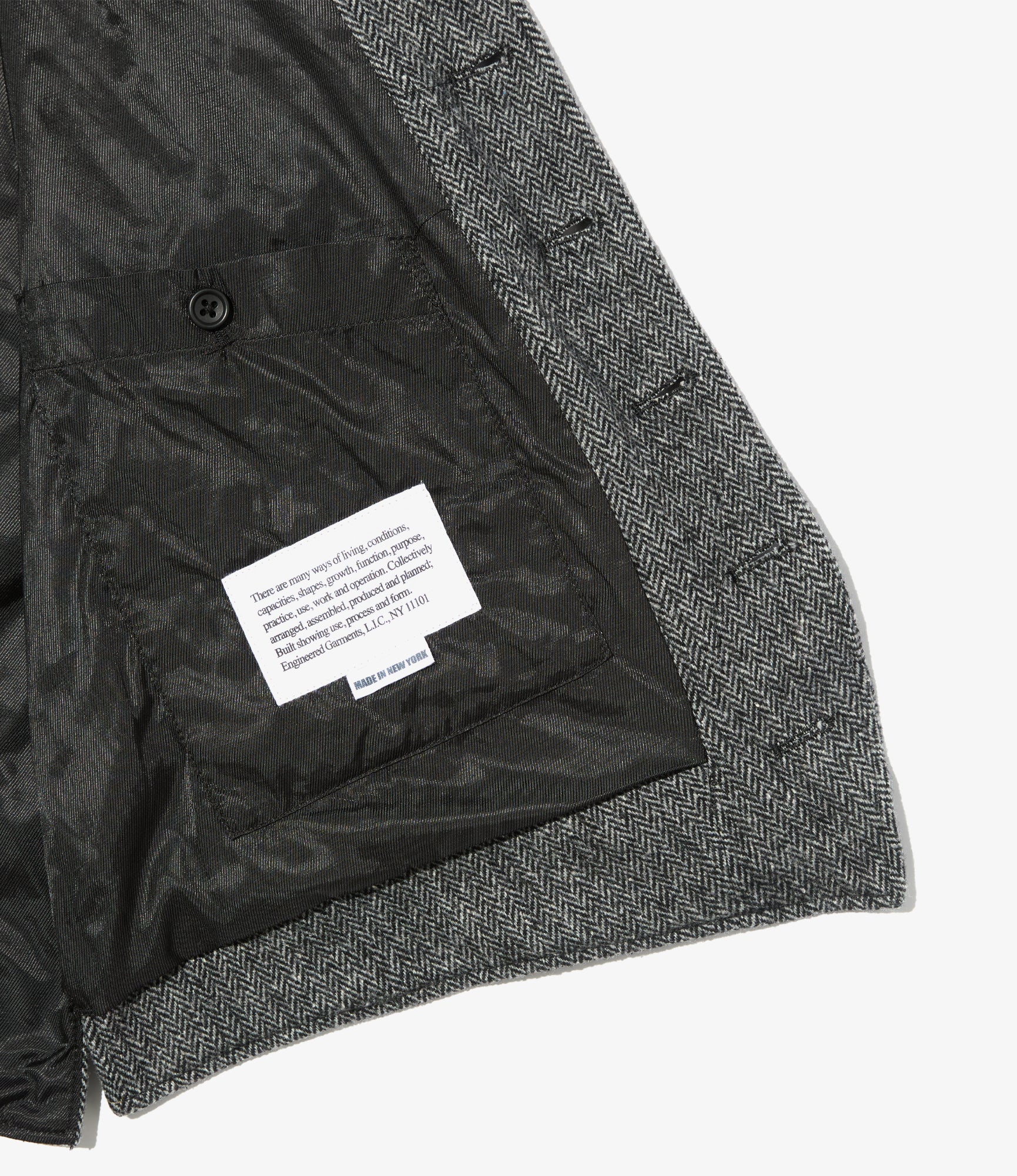 Shawl Collar Cinch Vest - Grey Poly Wool Herringbone