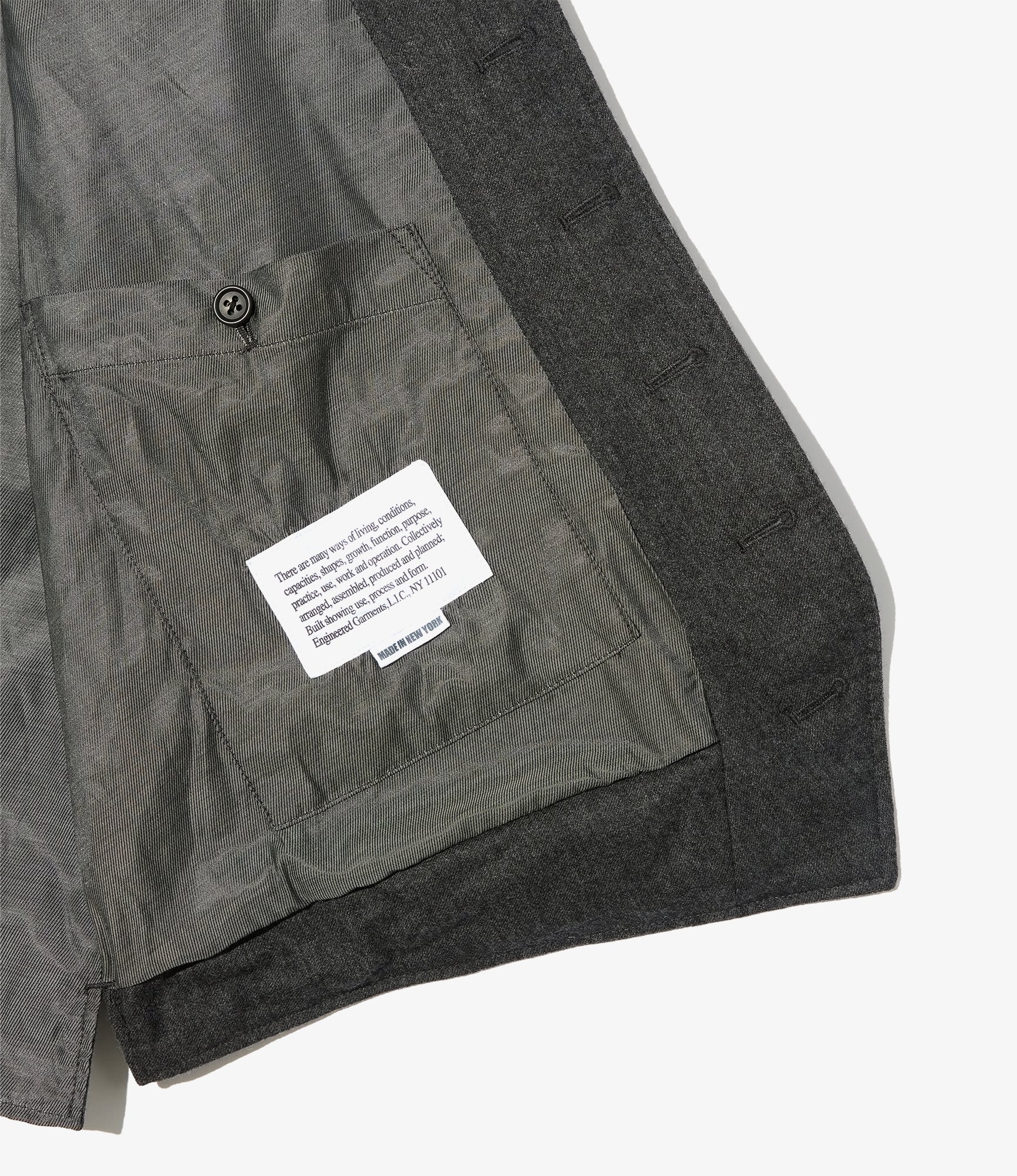 Shawl Collar Cinch Vest - Dk. Grey High Count Worsted Wool