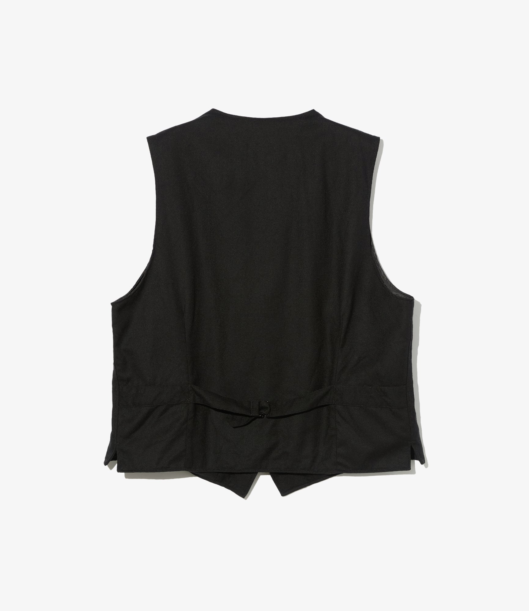 Shawl Collar Cinch Vest - Black High Count Worsted Wool