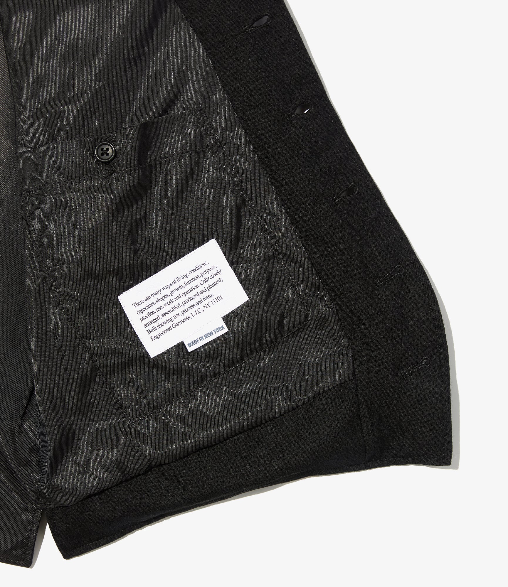 Shawl Collar Cinch Vest - Black High Count Worsted Wool