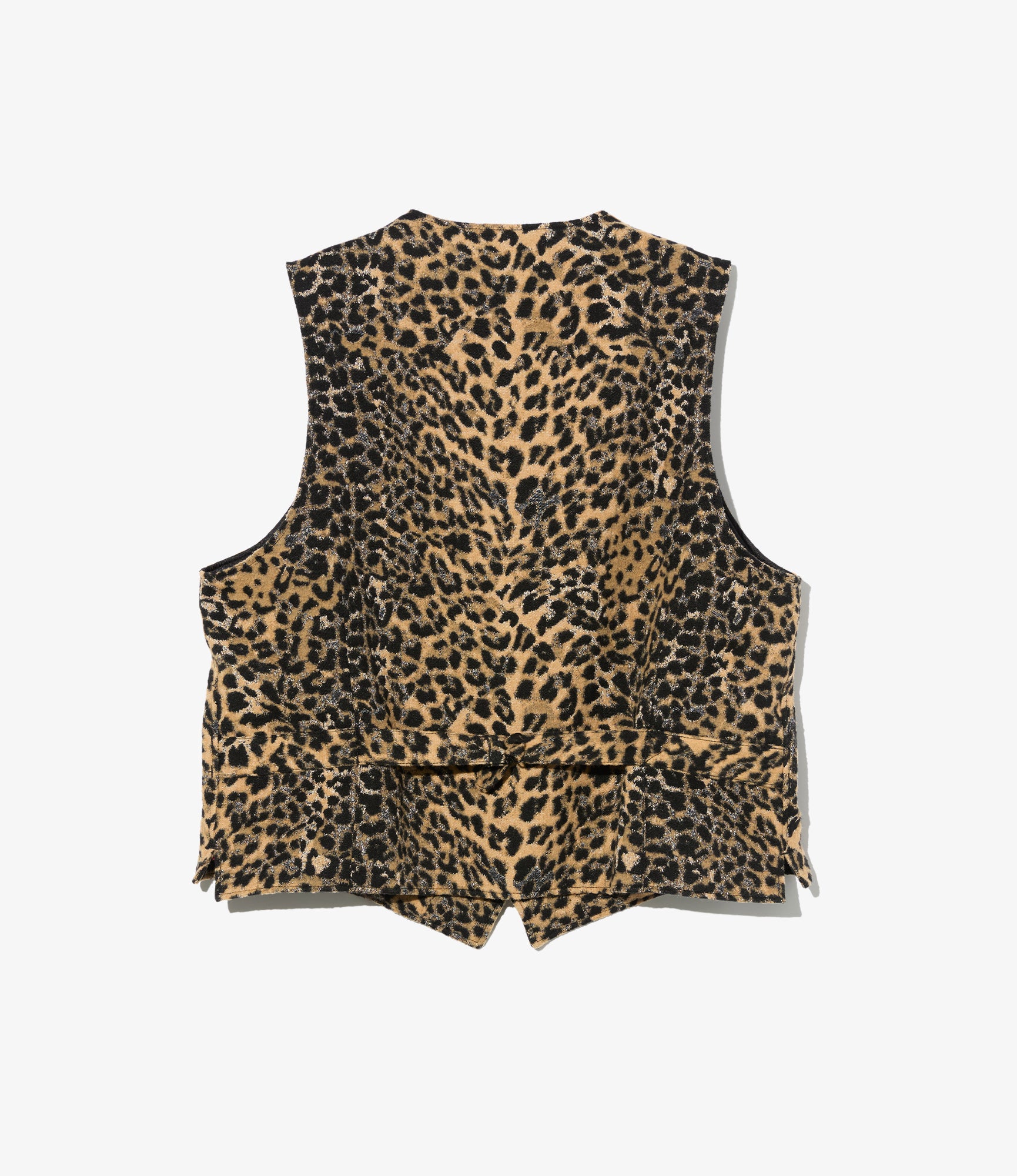 Shawl Collar Cinch Vest - Brown Wool Poly Leopard Jq.