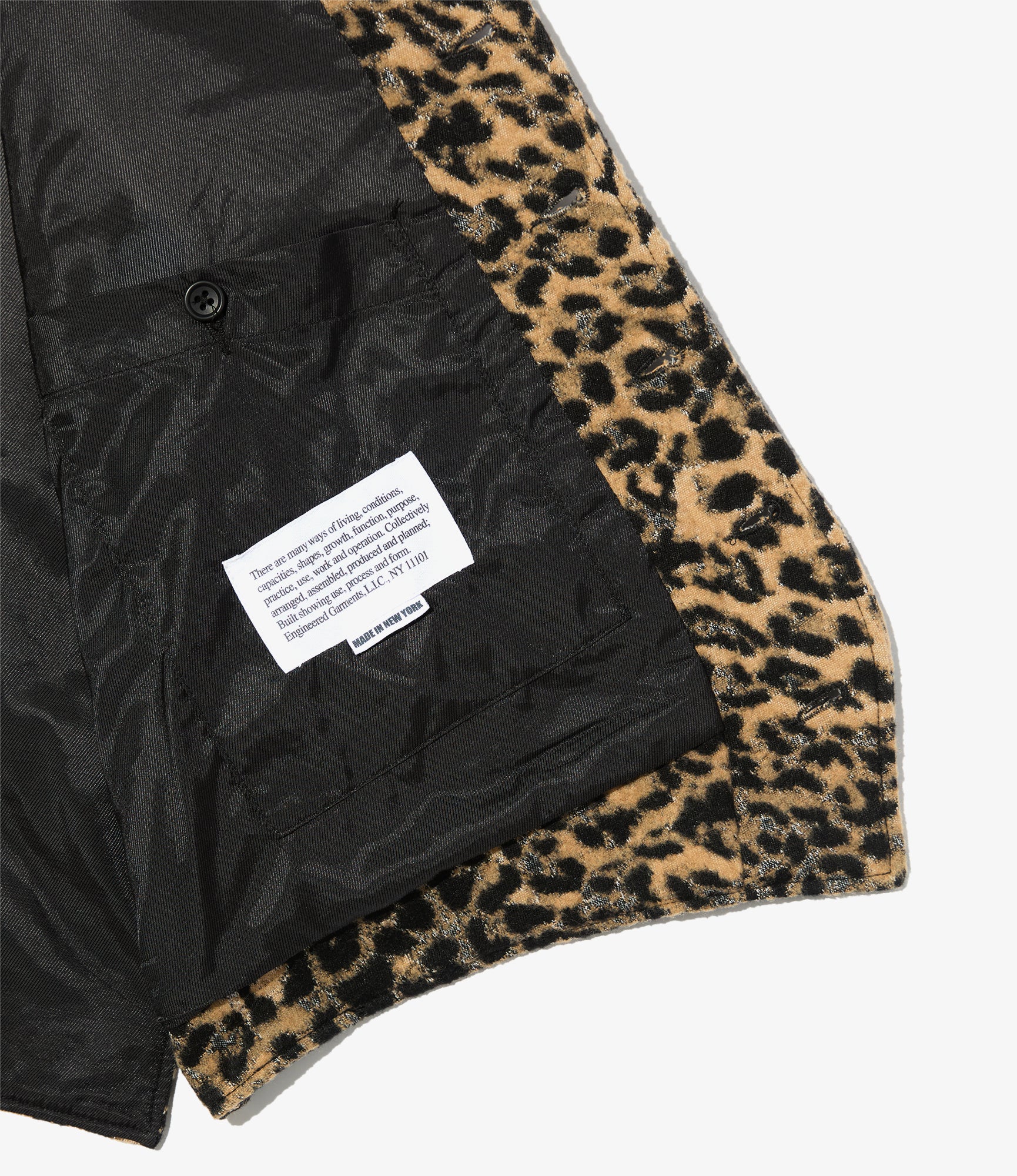 Shawl Collar Cinch Vest - Brown Wool Poly Leopard Jq.
