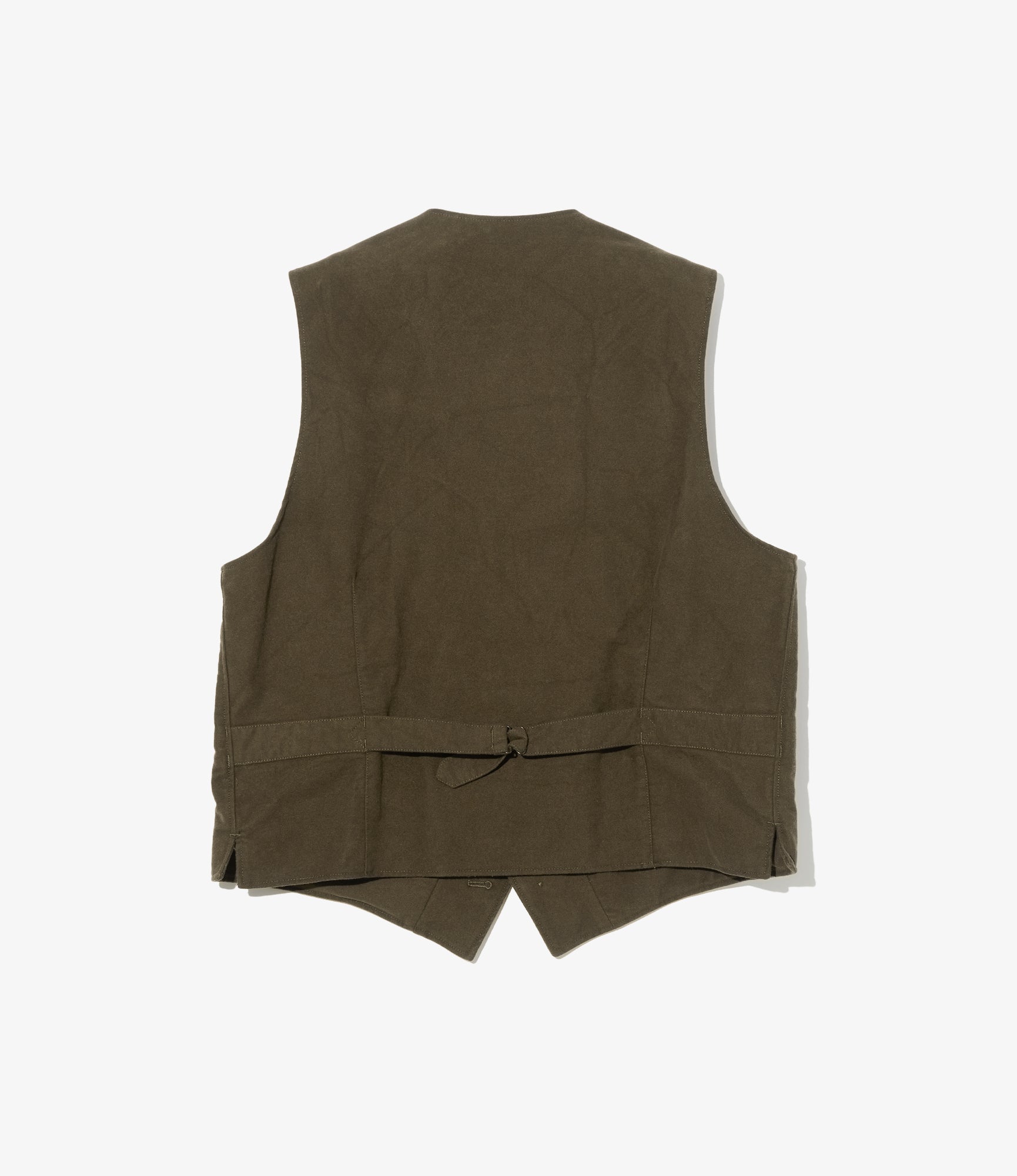 Shawl Collar Cinch Vest - Olive Cotton Moleskin