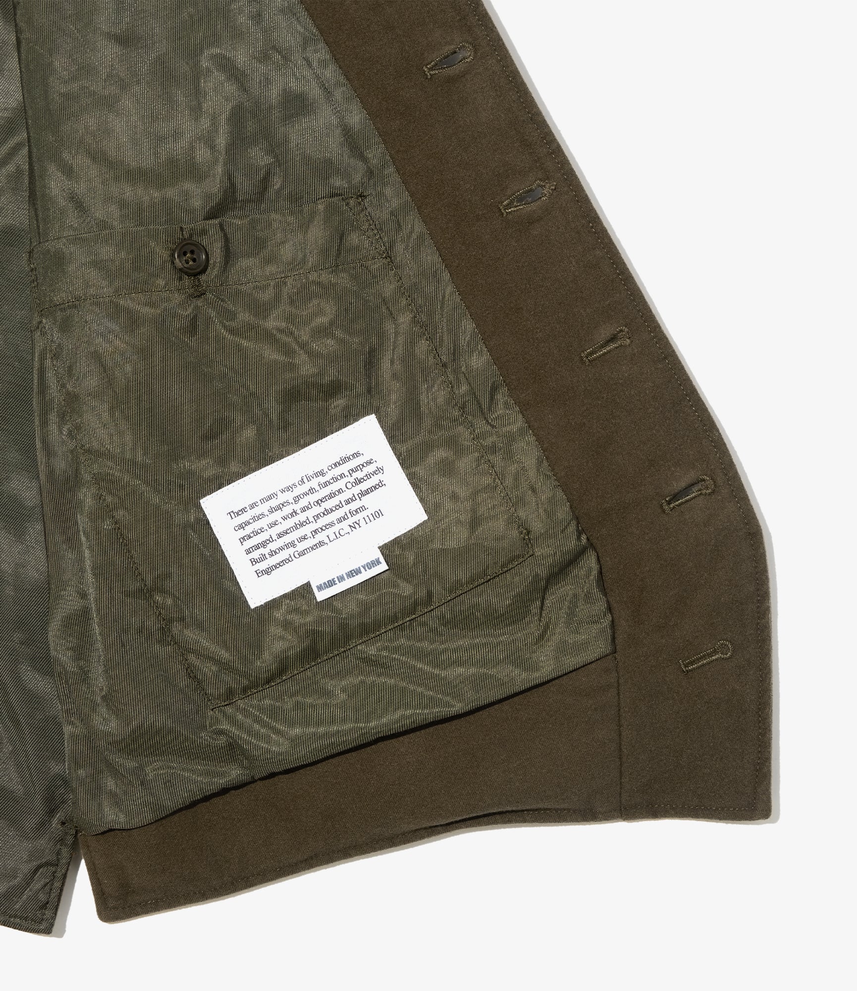 Shawl Collar Cinch Vest - Olive Cotton Moleskin