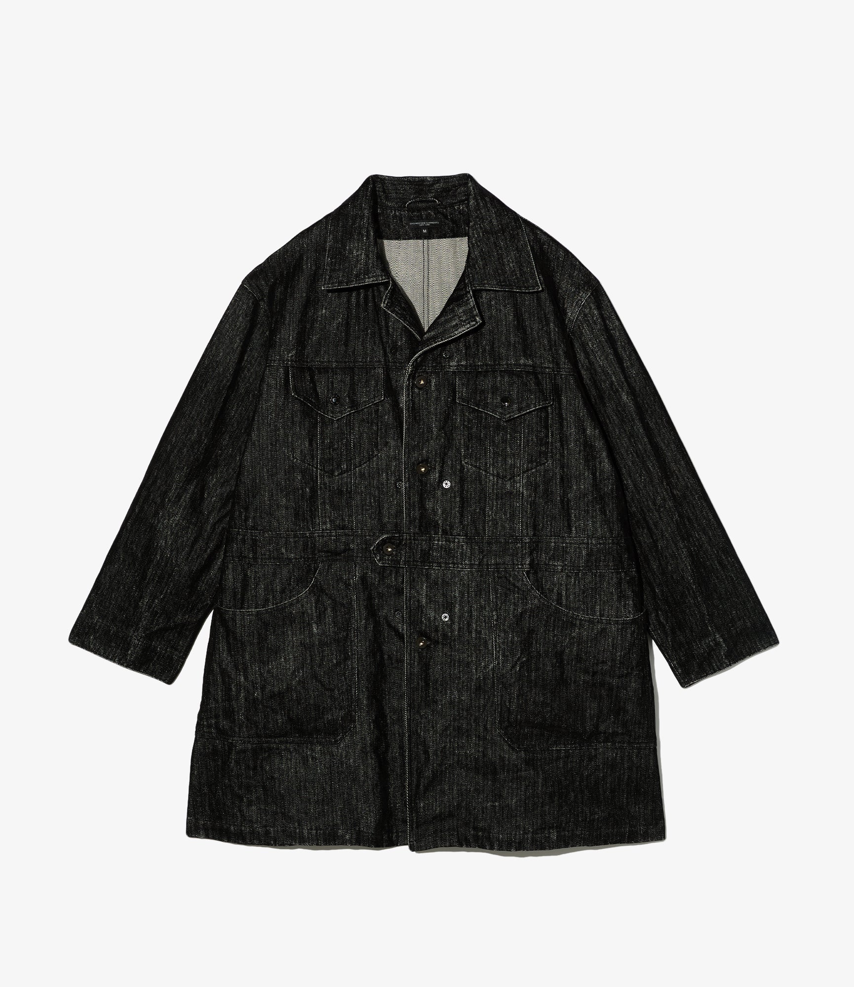 Shop Coat - Black Cotton Flocking Herringbone