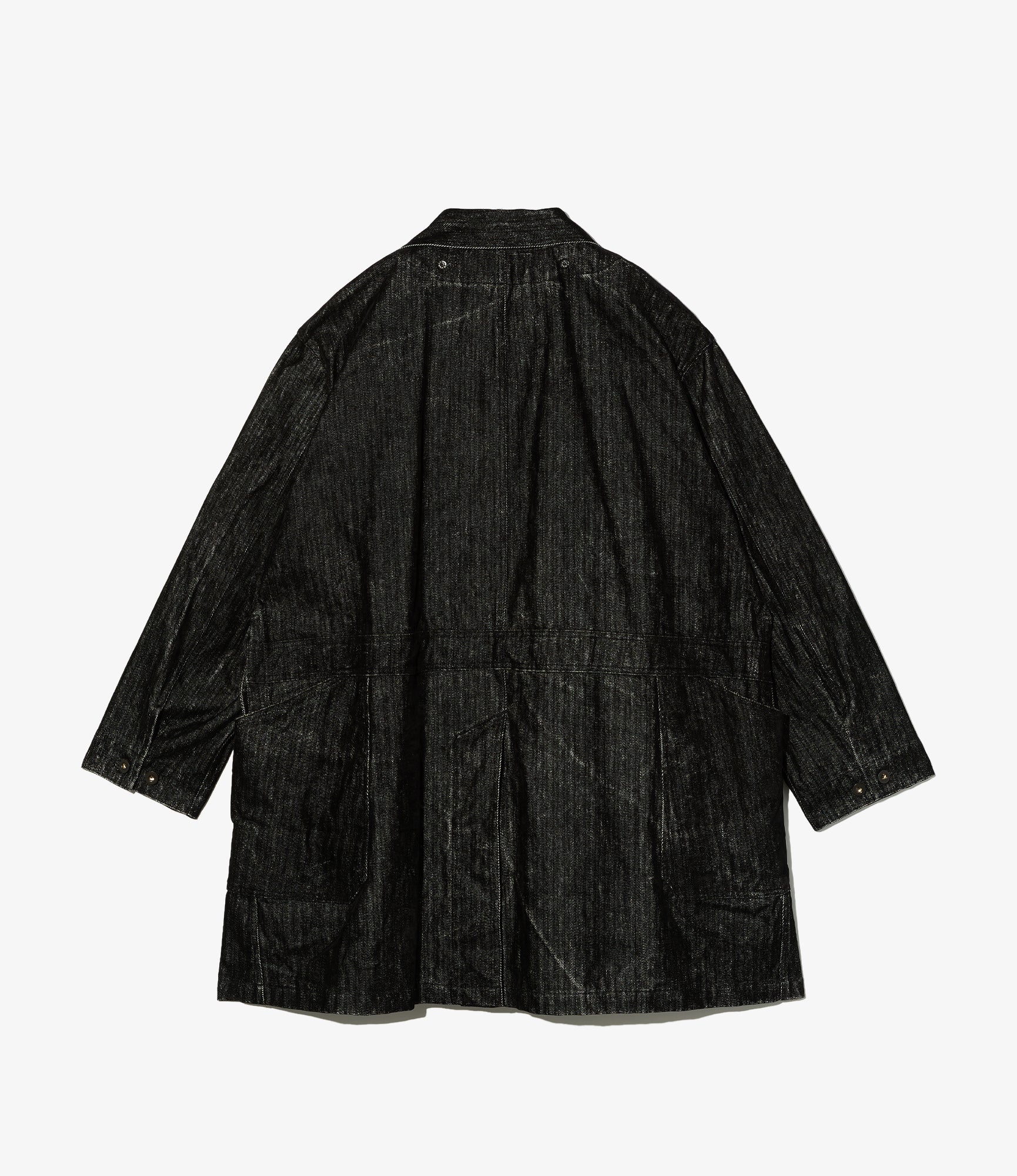 Shop Coat - Black Cotton Flocking Herringbone