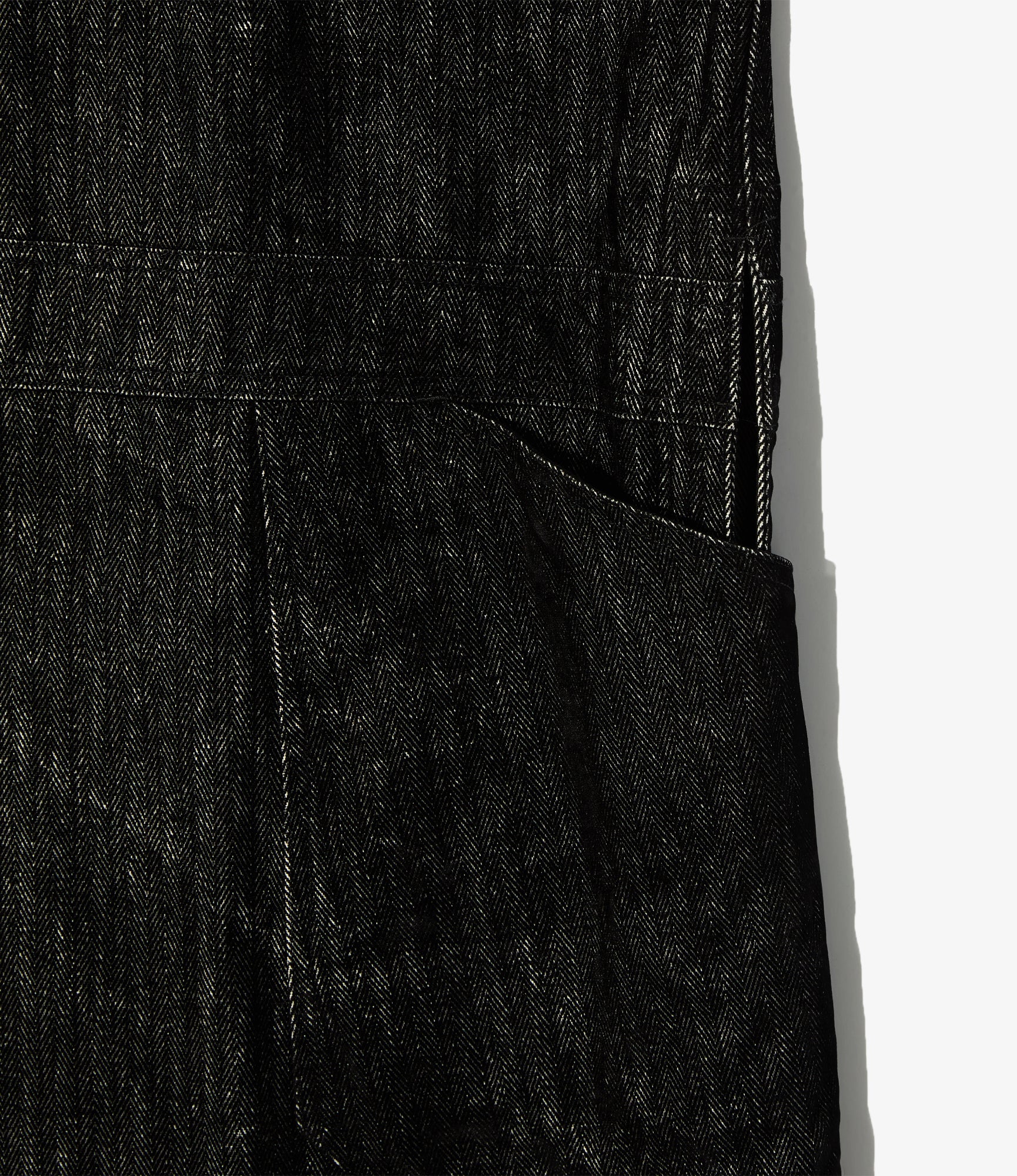 Shop Coat - Black Cotton Flocking Herringbone