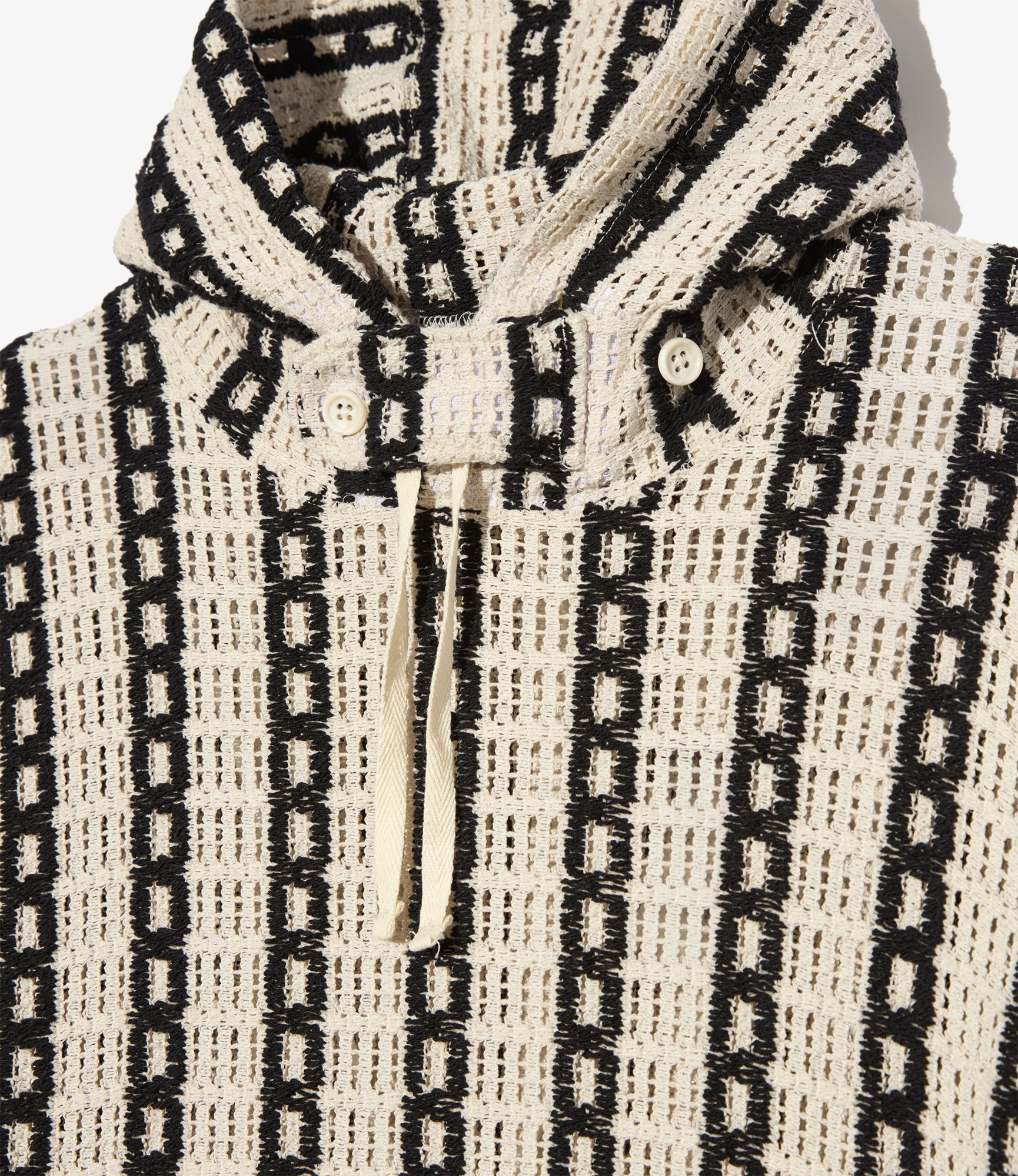 Short Sleeve Hoody - White/Black Stripe CP Crochet
