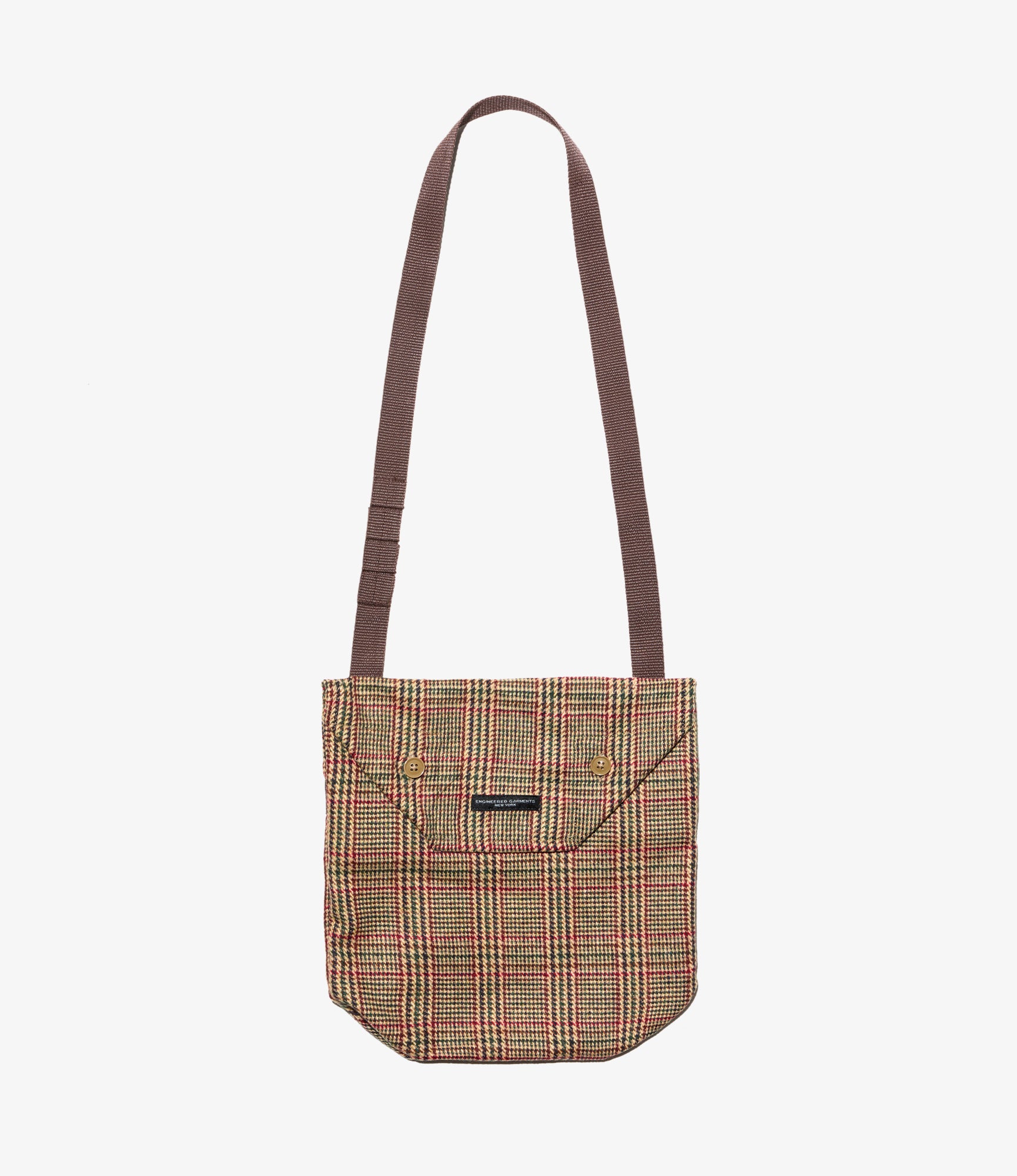 Shoulder Pouch - Tan/Red Wool Poly Glen Plaid
