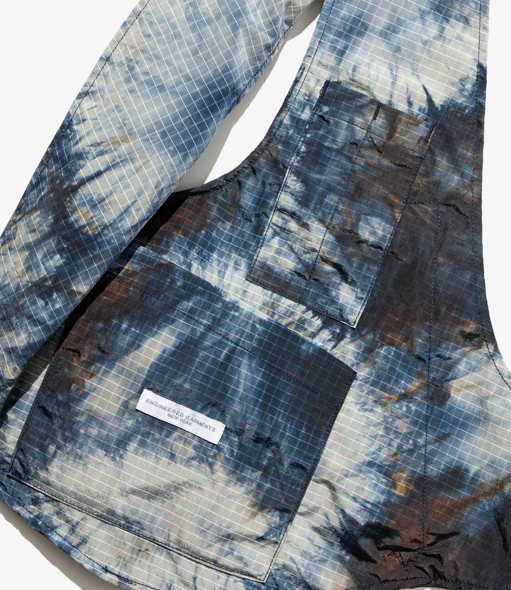 Shoulder Vest - Navy Nylon Tie Dye Print Ripstop