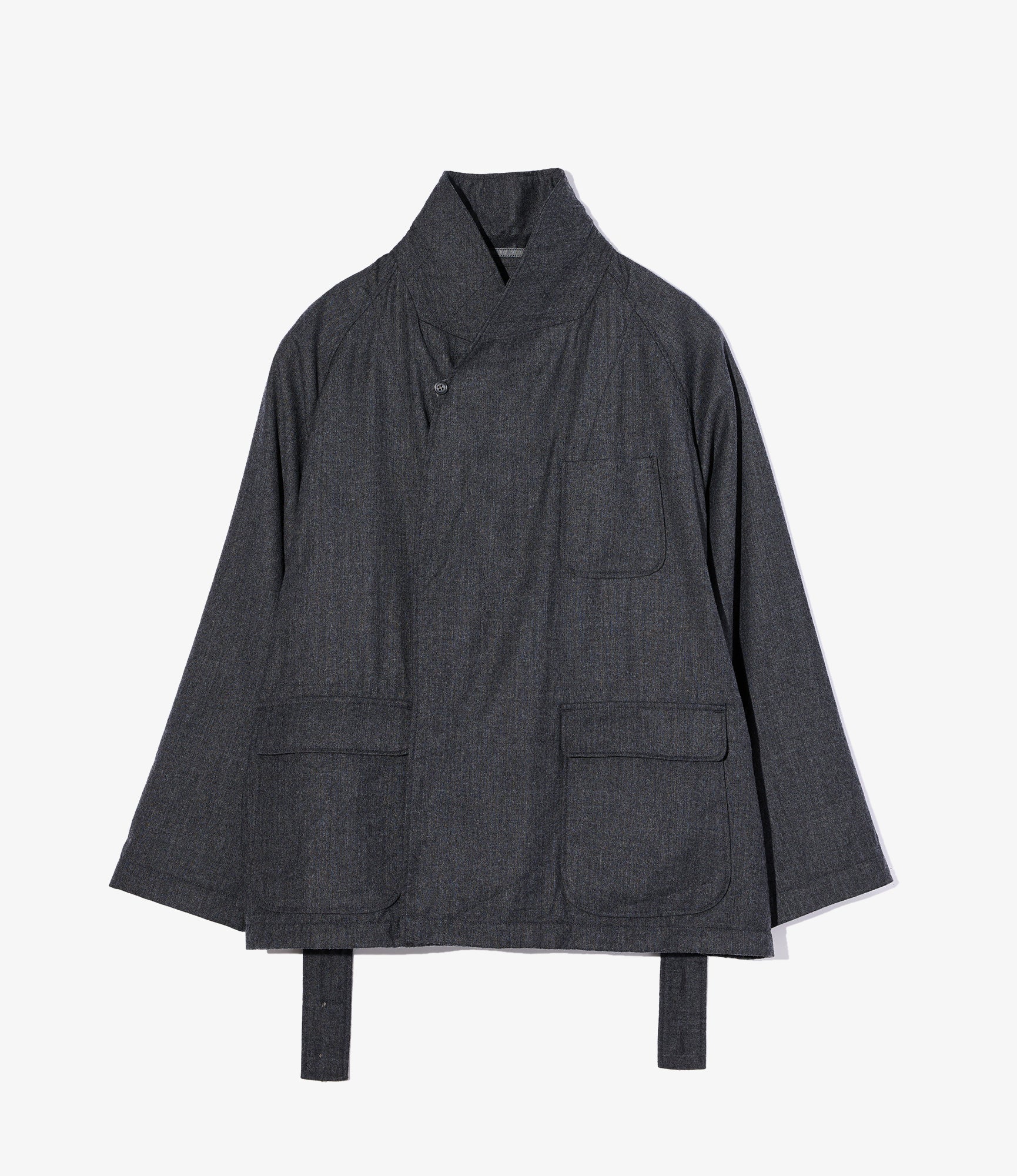 Smoking Jacket - Charcoal High Count Worsted Wool
