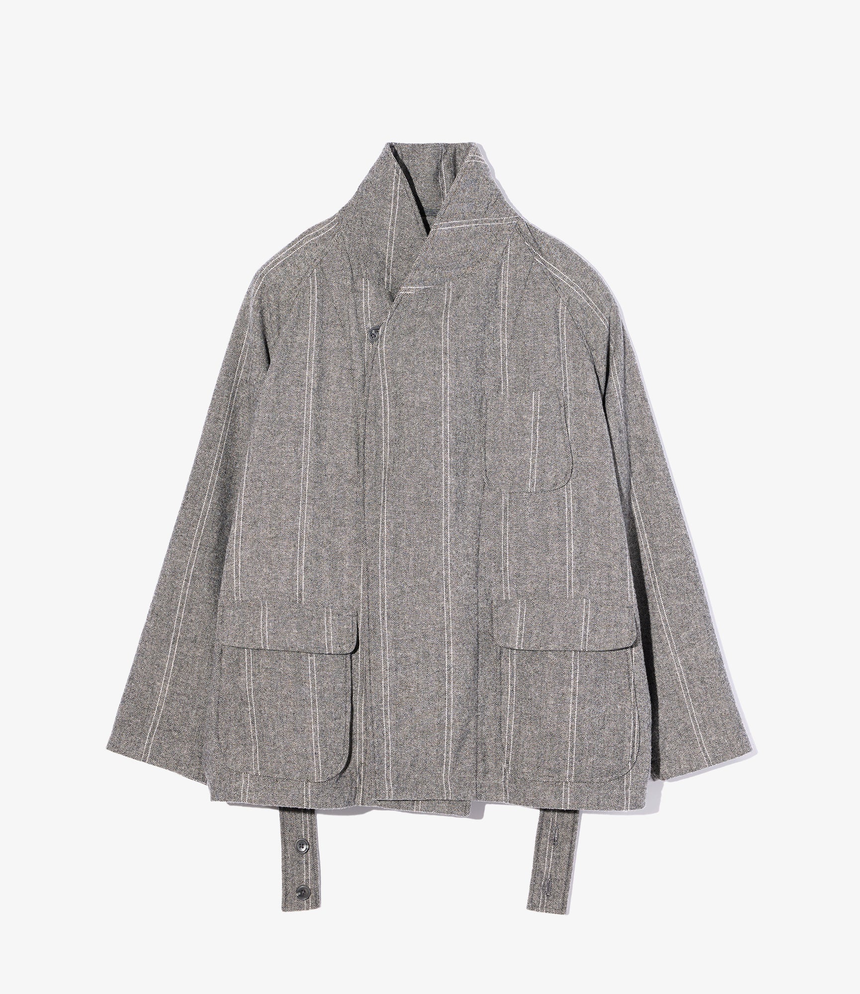 Smoking Jacket - Lt. Grey Wool Striped HB